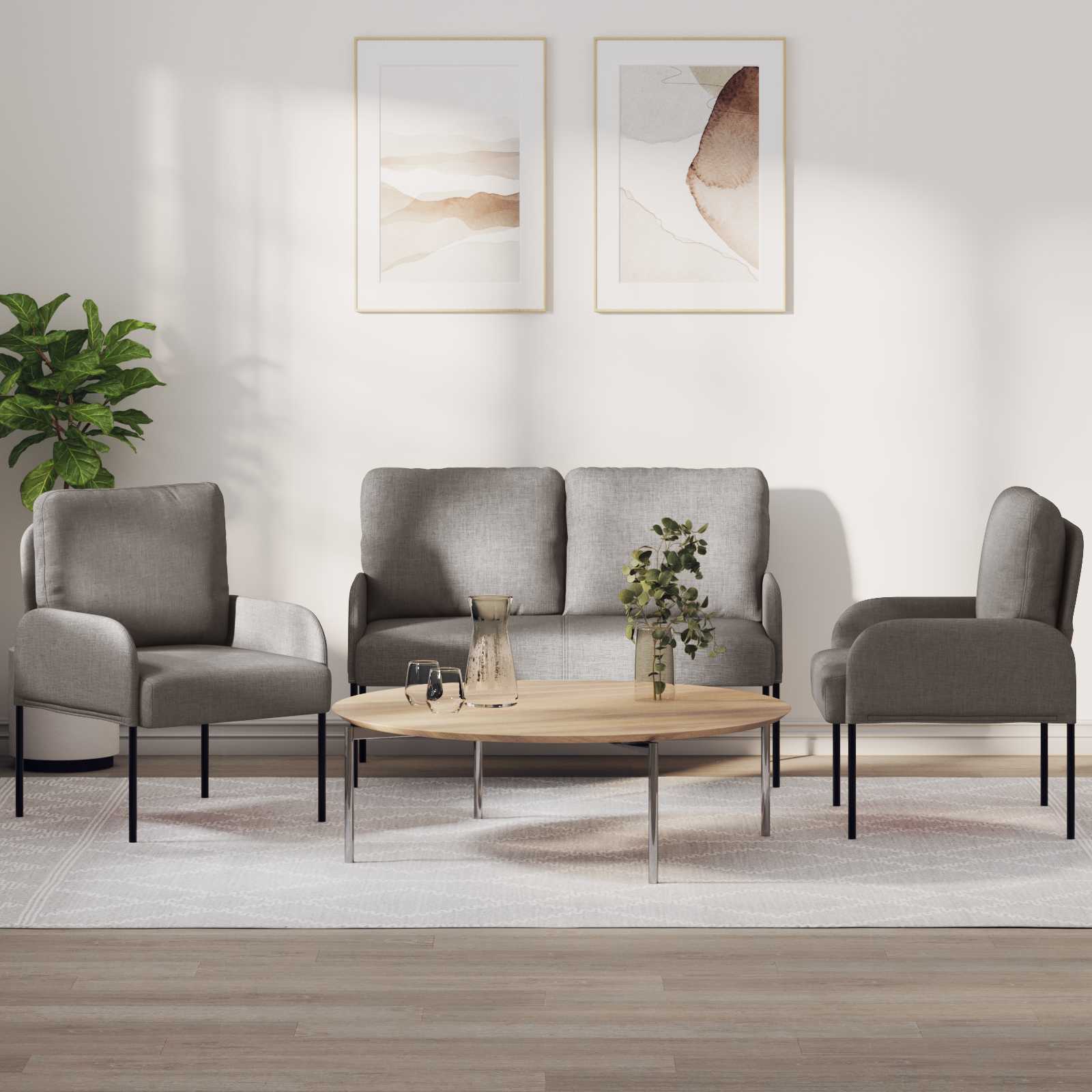 vidaXL Sofa-Sets 3 pcs Lichtgrijs 115 x 56 x 80 cm Multiplex