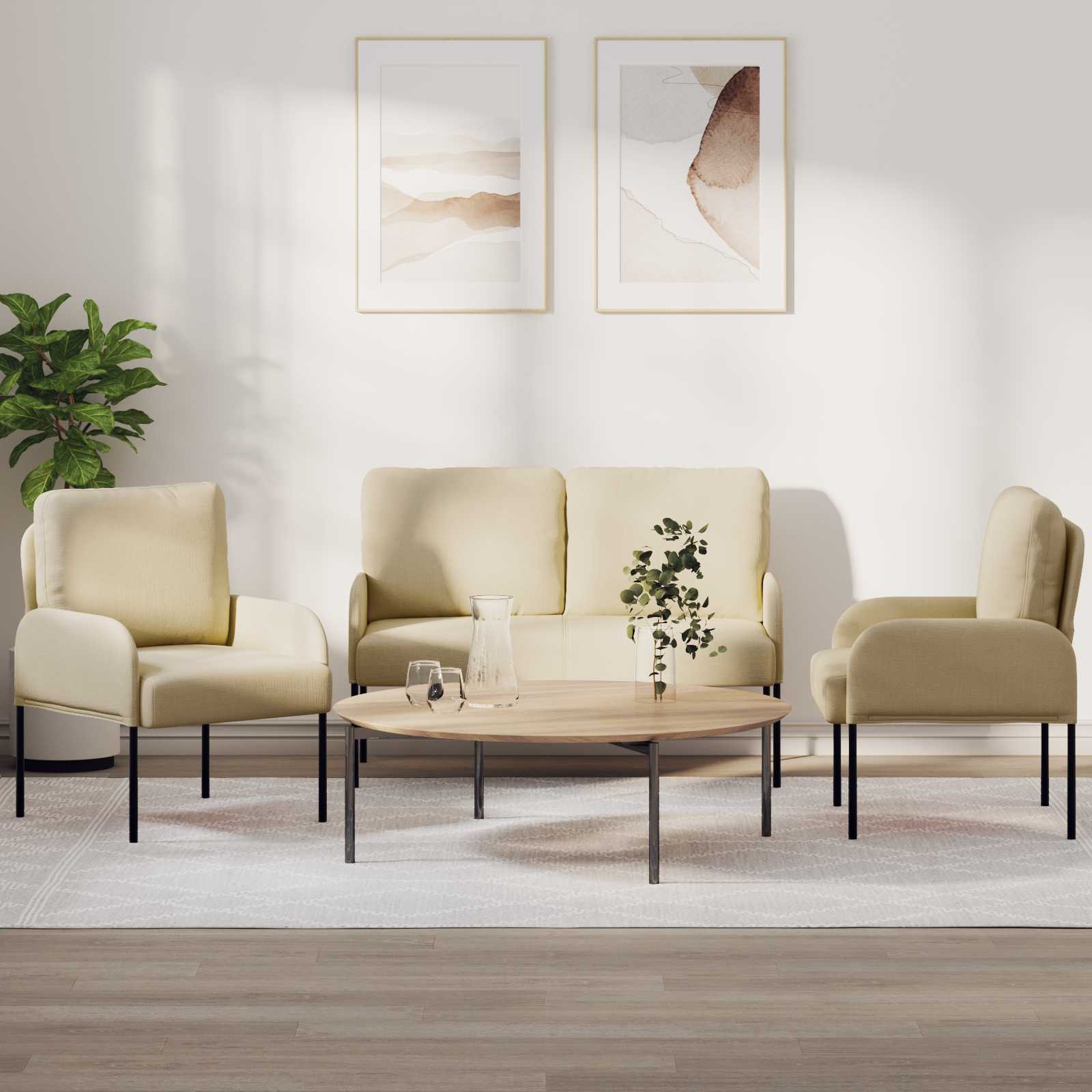 vidaXL Sofa-Sets 3 pcs Lichtgrijs 115 x 56 x 80 cm Multiplex