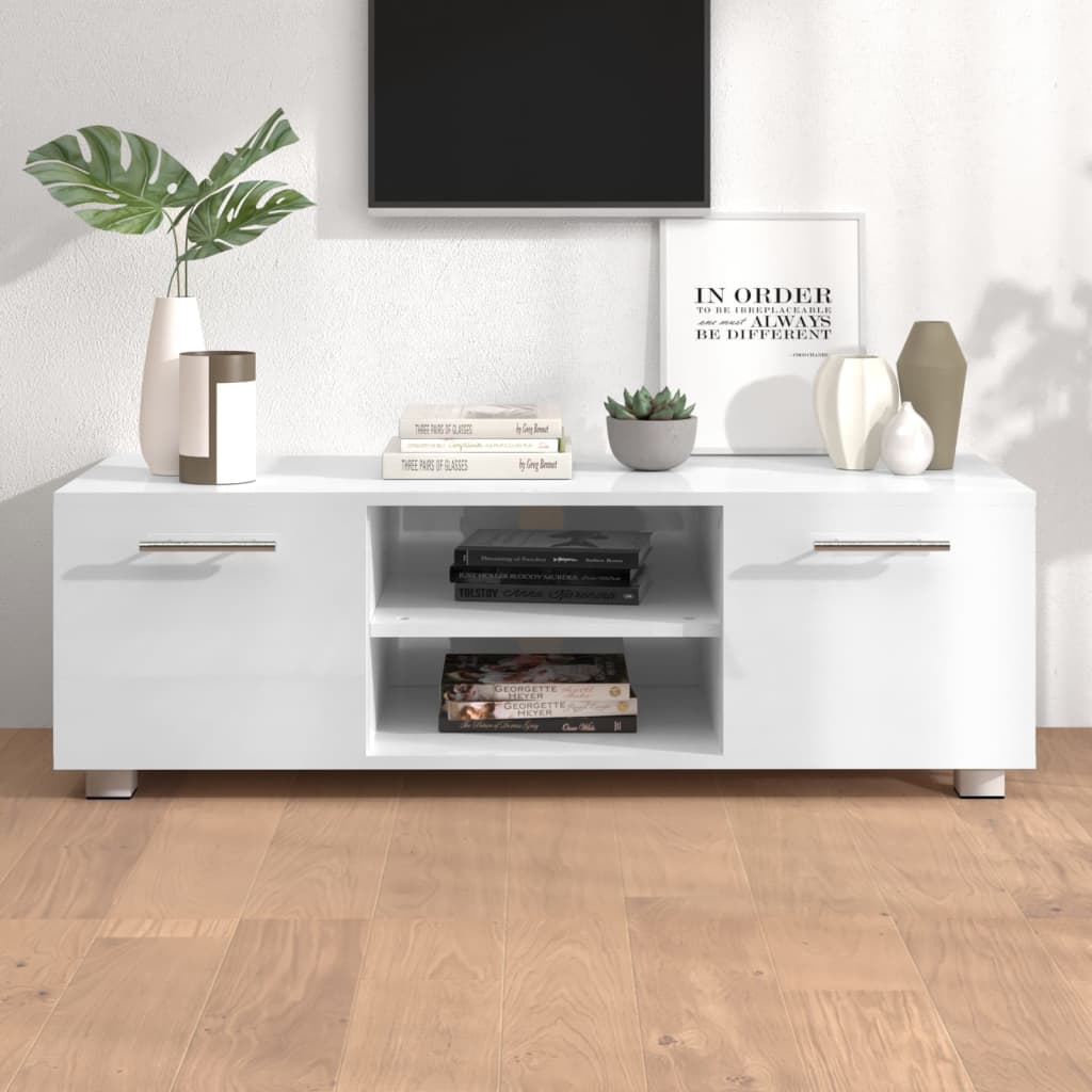 vidaXL Tv-meubel 140x40x35 cm bewerkt hout hoogglans wit