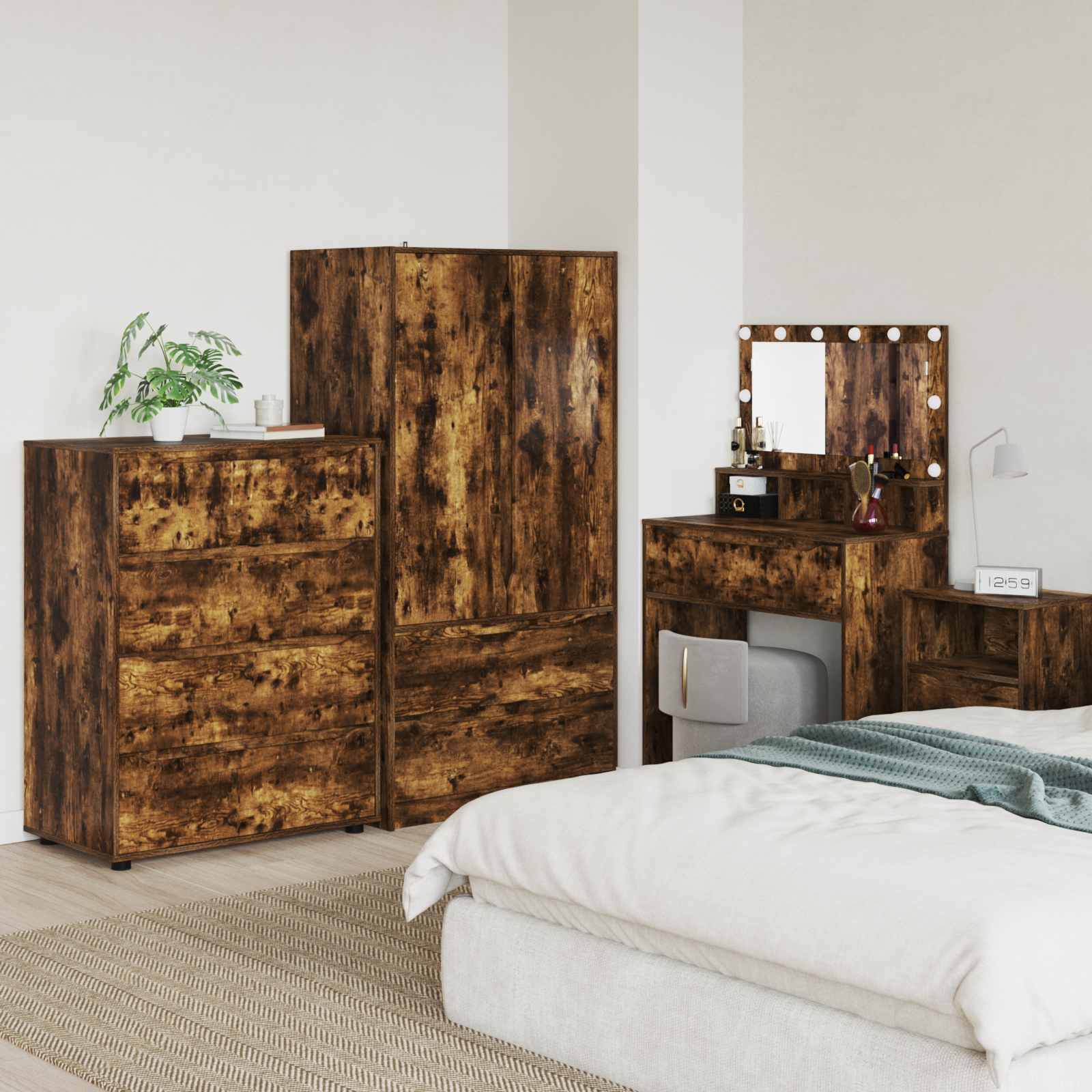 vidaXL Opslagkasten 2 pcs Wit 80 x 48 x 105 cm Bewerkt hout