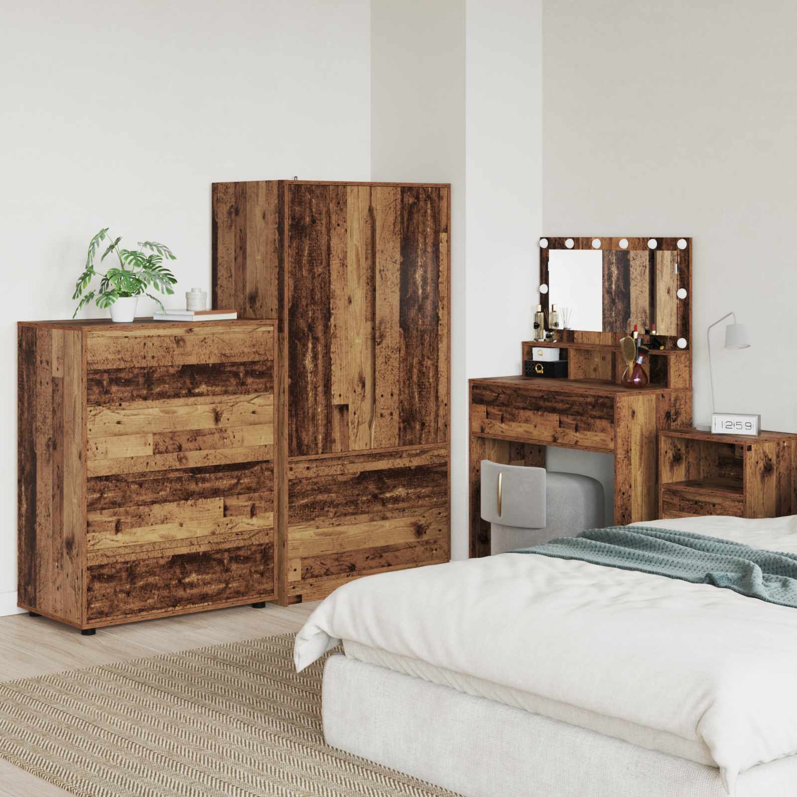 vidaXL Opslagkasten 2 pcs Wit 80 x 48 x 105 cm Bewerkt hout