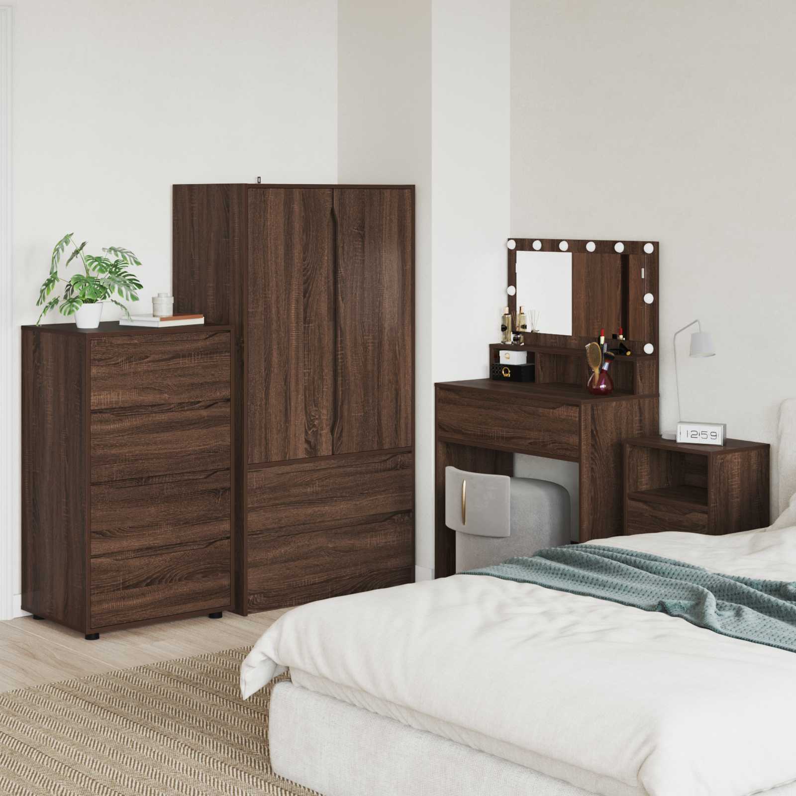 vidaXL Opslagkasten 2 pcs Wit 80 x 48 x 105 cm Bewerkt hout
