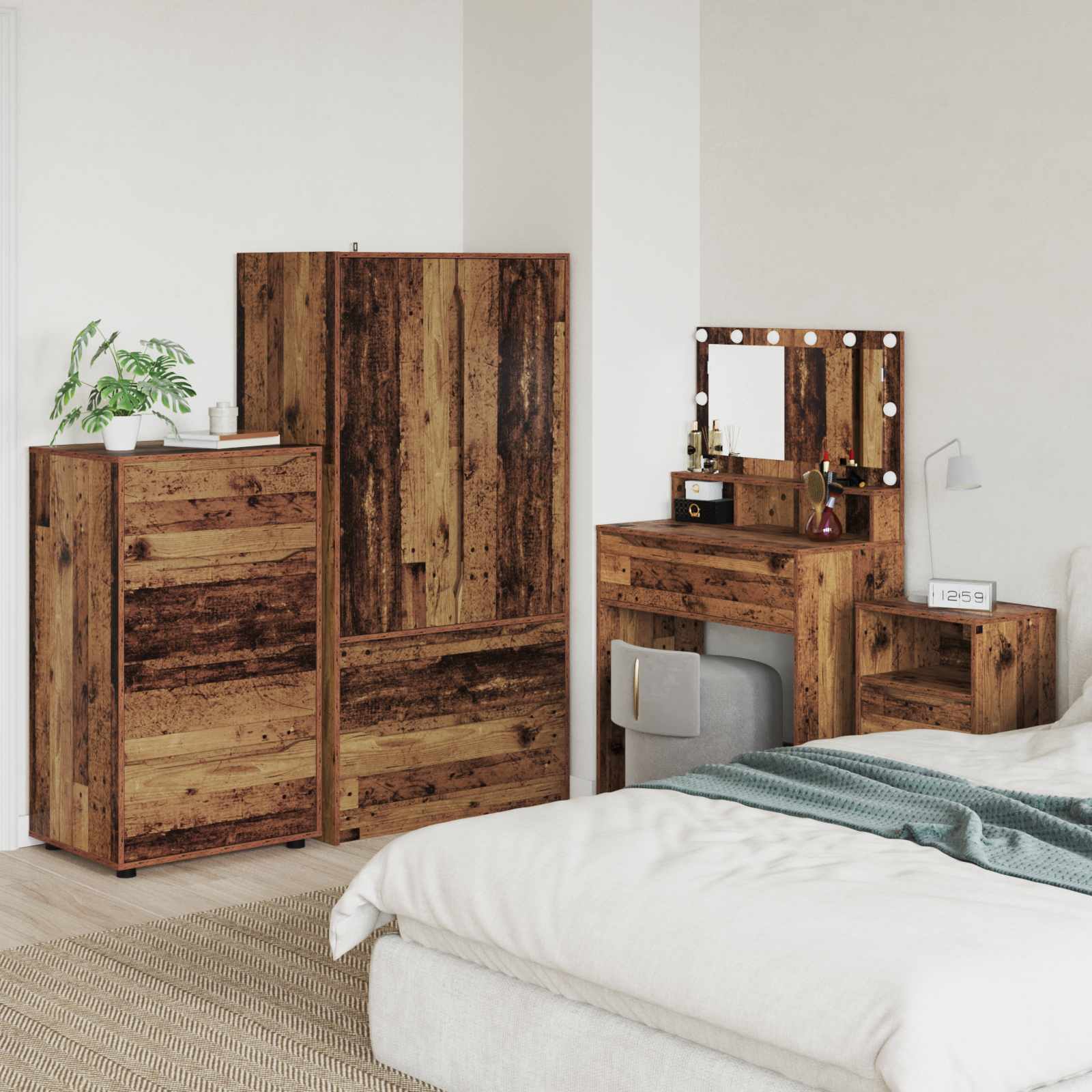 vidaXL Opslagkasten 2 pcs Wit 80 x 48 x 105 cm Bewerkt hout