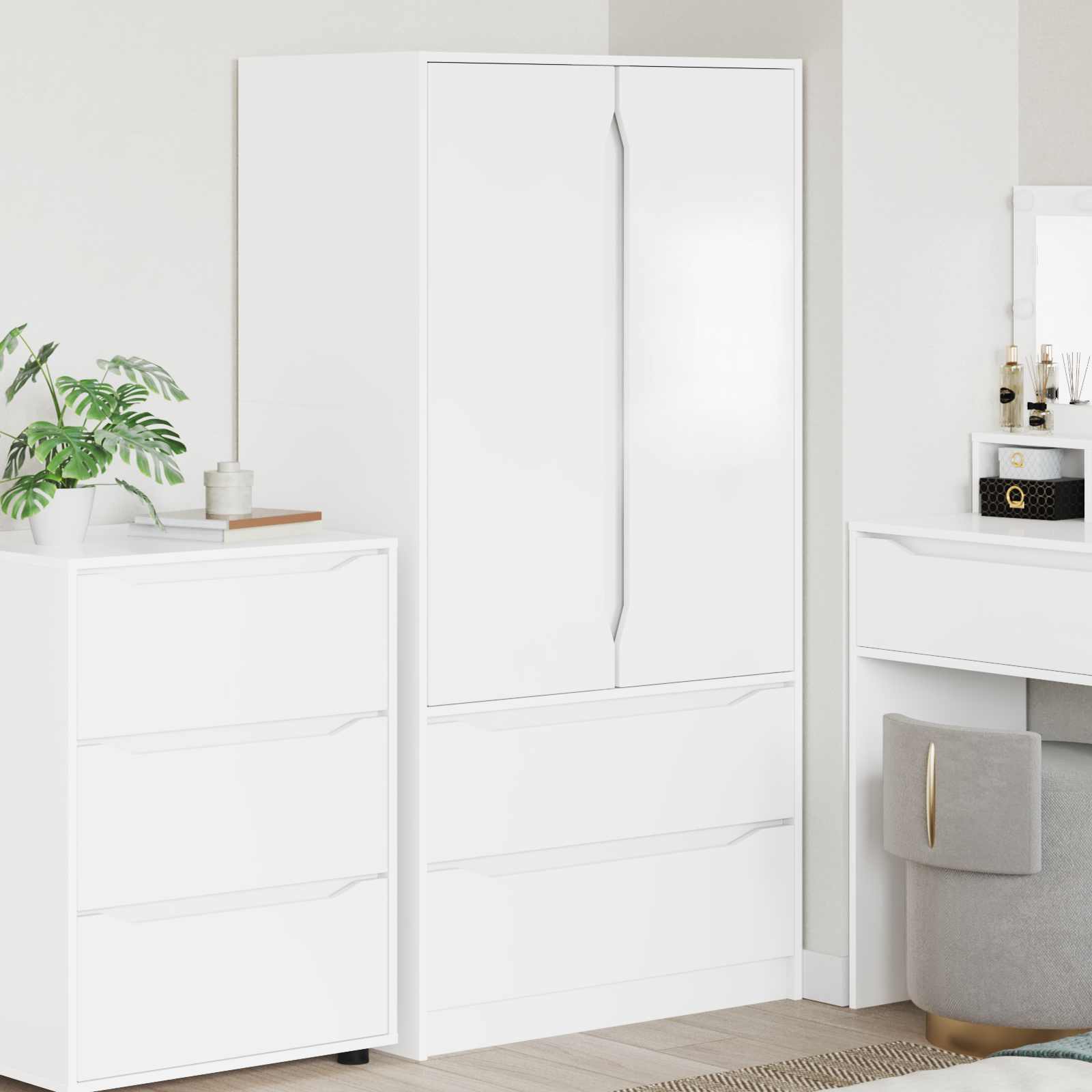 vidaXL Badkamer Kast met lade Wit 79,5 x 49 x 156 cm Bewerkt hout