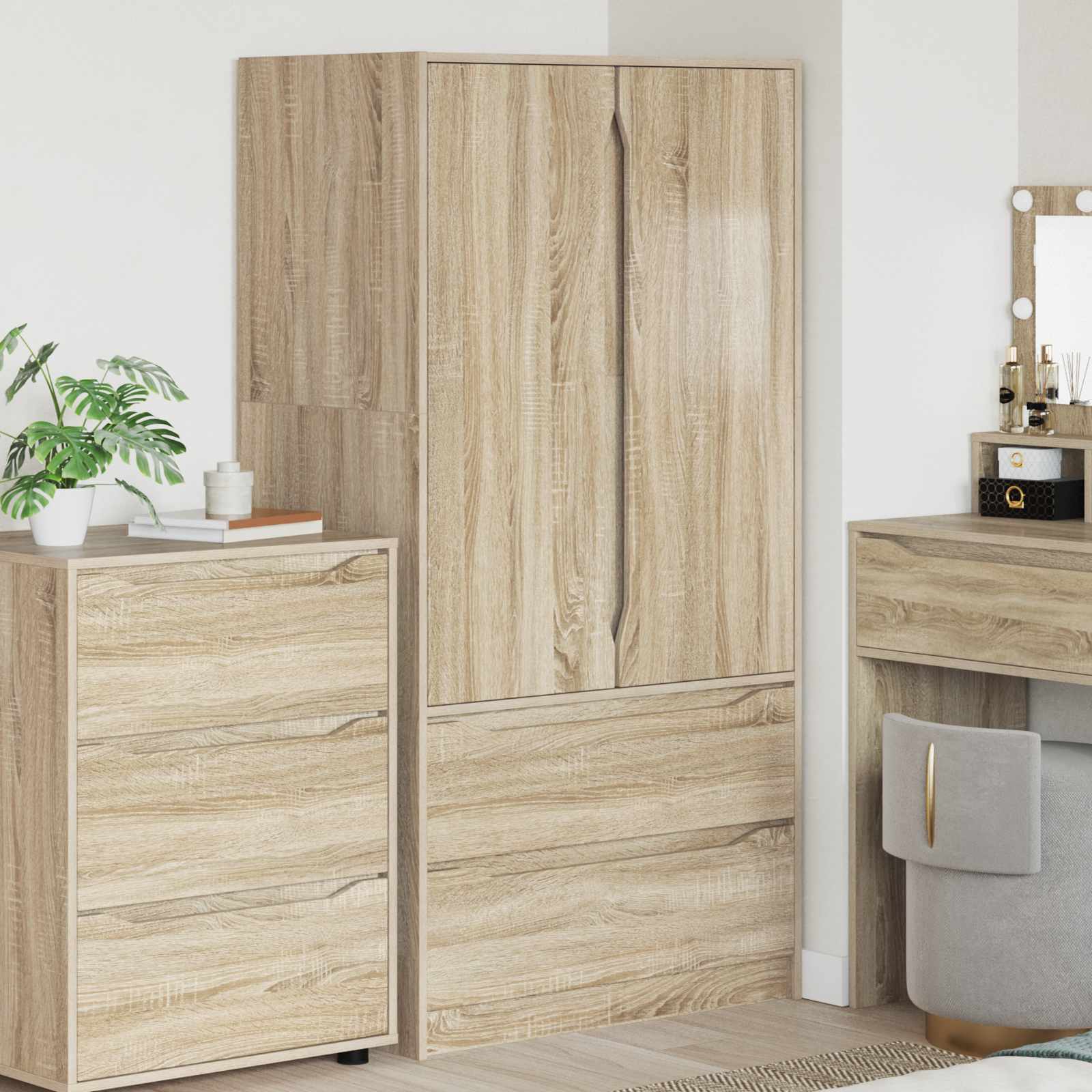 vidaXL Badkamer Kast met lade Wit 79,5 x 49 x 156 cm Bewerkt hout