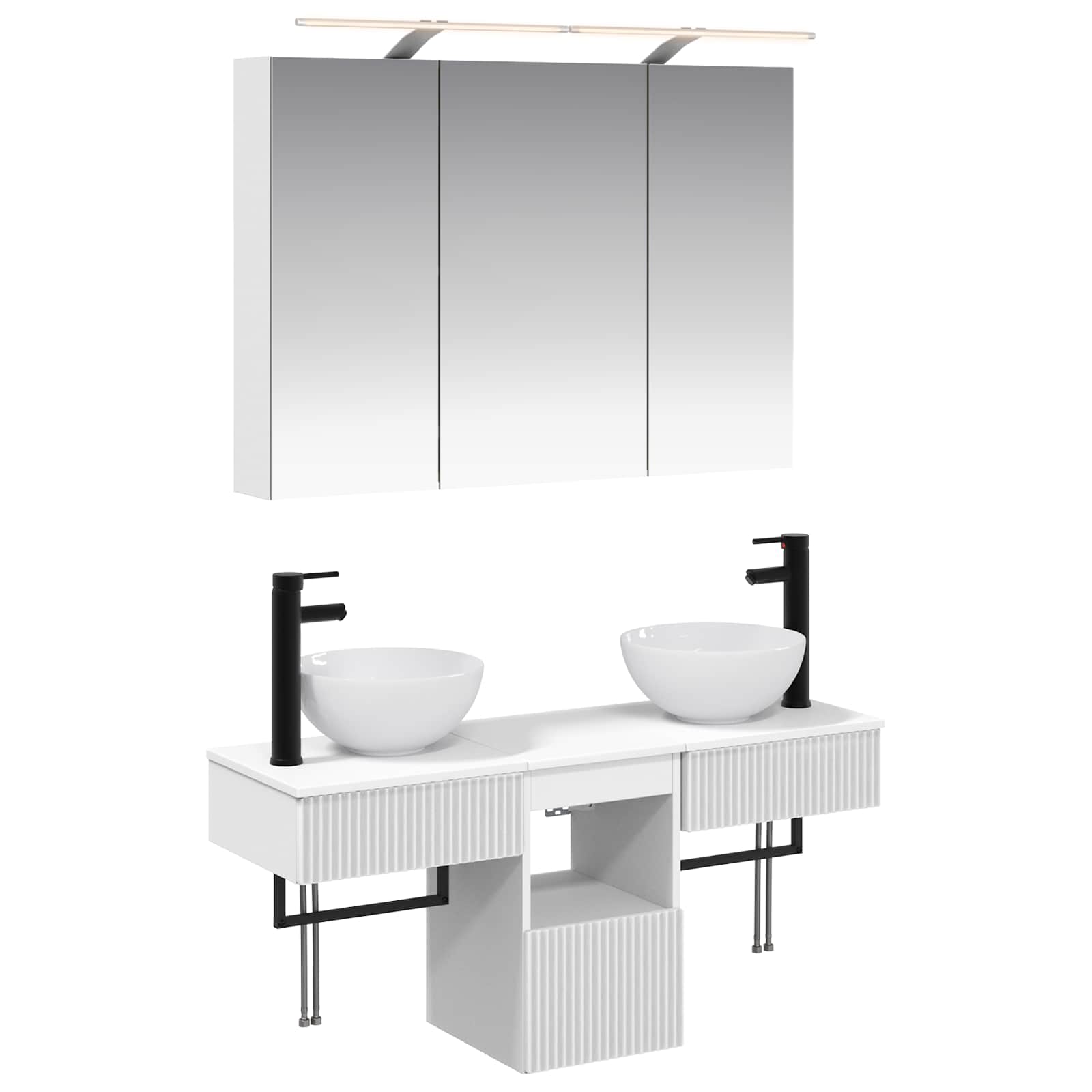 vidaXL Badkamerkastenset 4 pcs Wit 100 x 14,5 x 70 cm Bewerkt hout