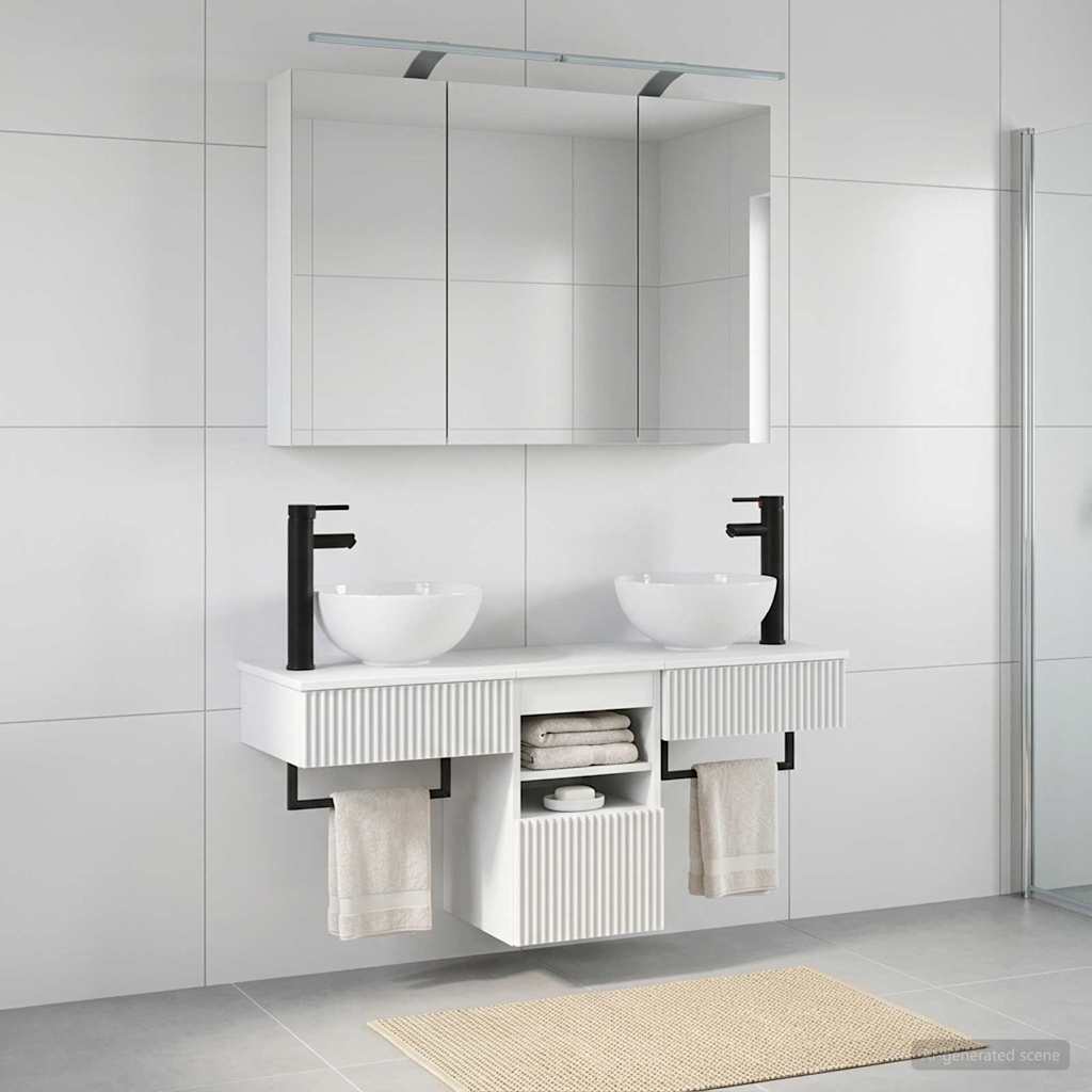 vidaXL Badkamerkastenset 4 pcs Wit 100 x 14,5 x 70 cm Bewerkt hout