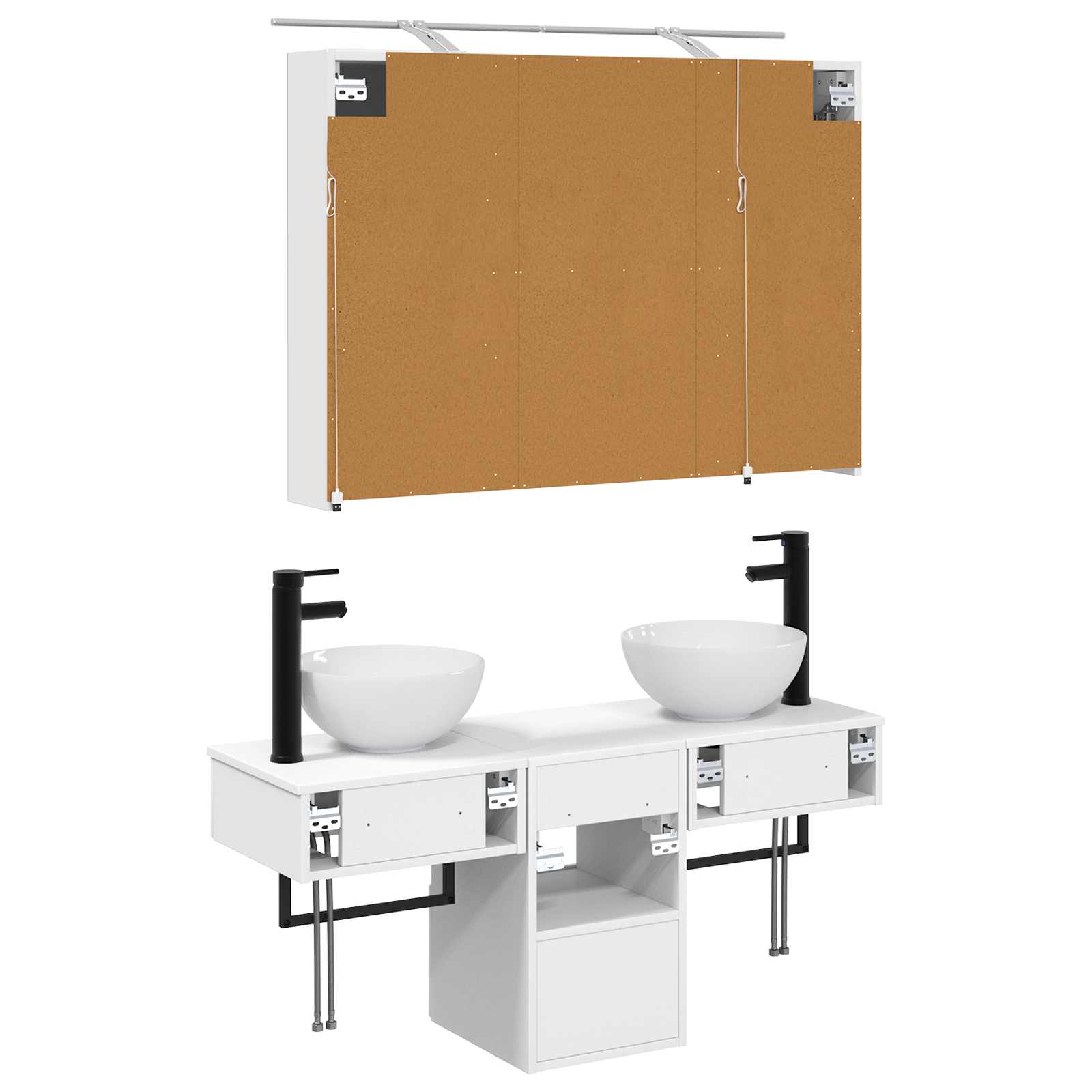 vidaXL Badkamerkastenset 4 pcs Wit 100 x 14,5 x 70 cm Bewerkt hout