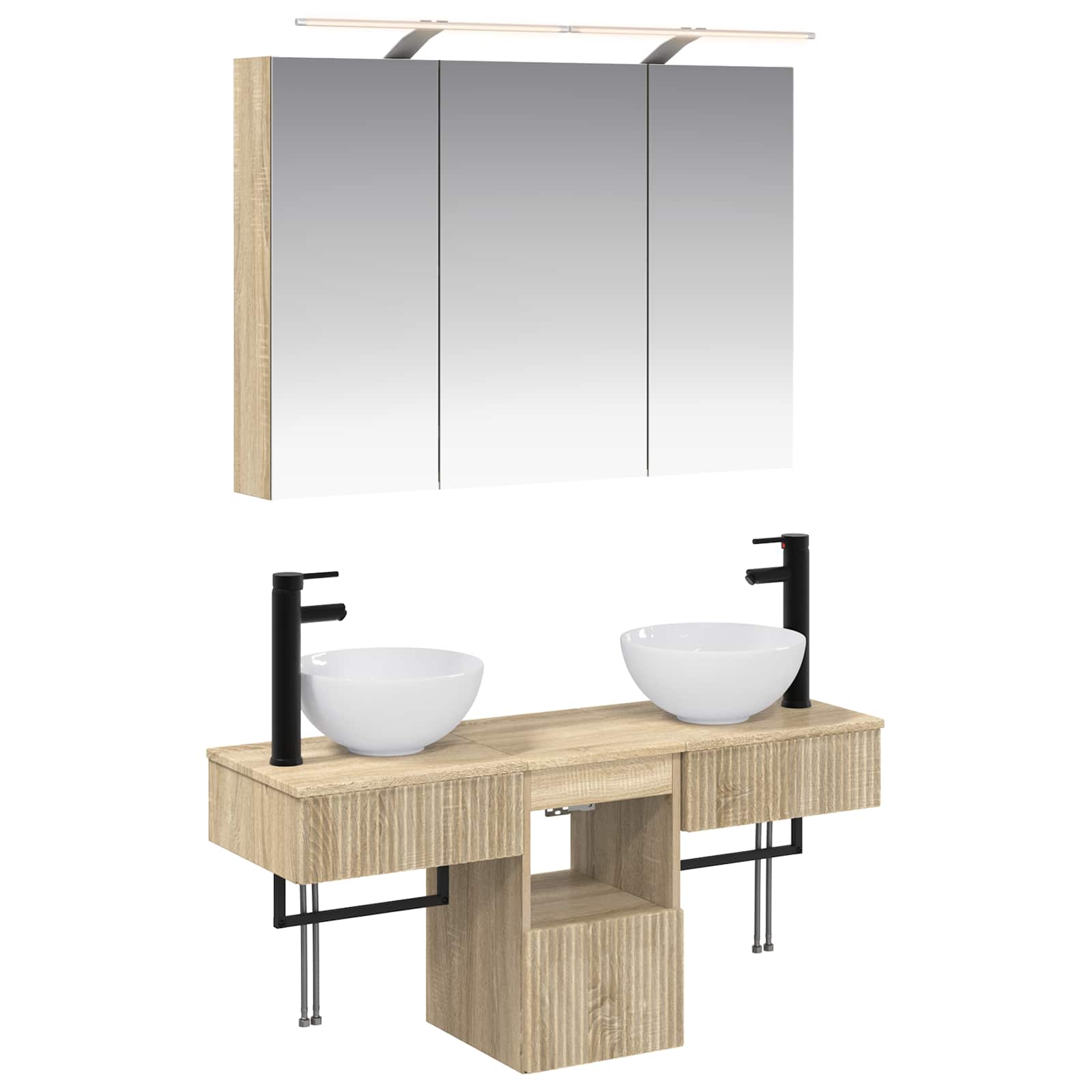 vidaXL Badkamerkastenset 4 pcs Wit 100 x 14,5 x 70 cm Bewerkt hout