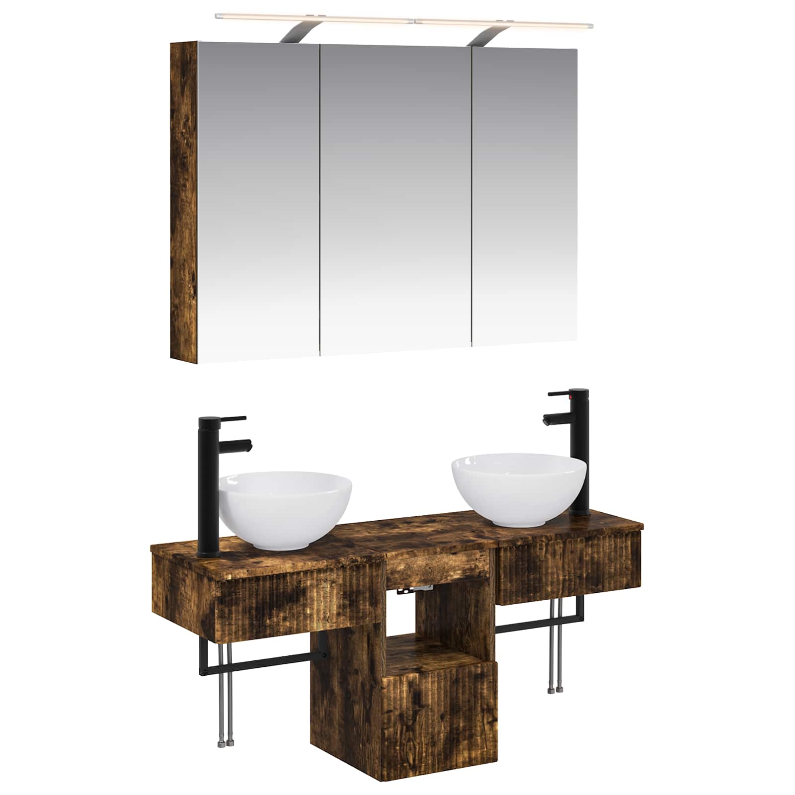 vidaXL Badkamerkastenset 4 pcs Wit 100 x 14,5 x 70 cm Bewerkt hout