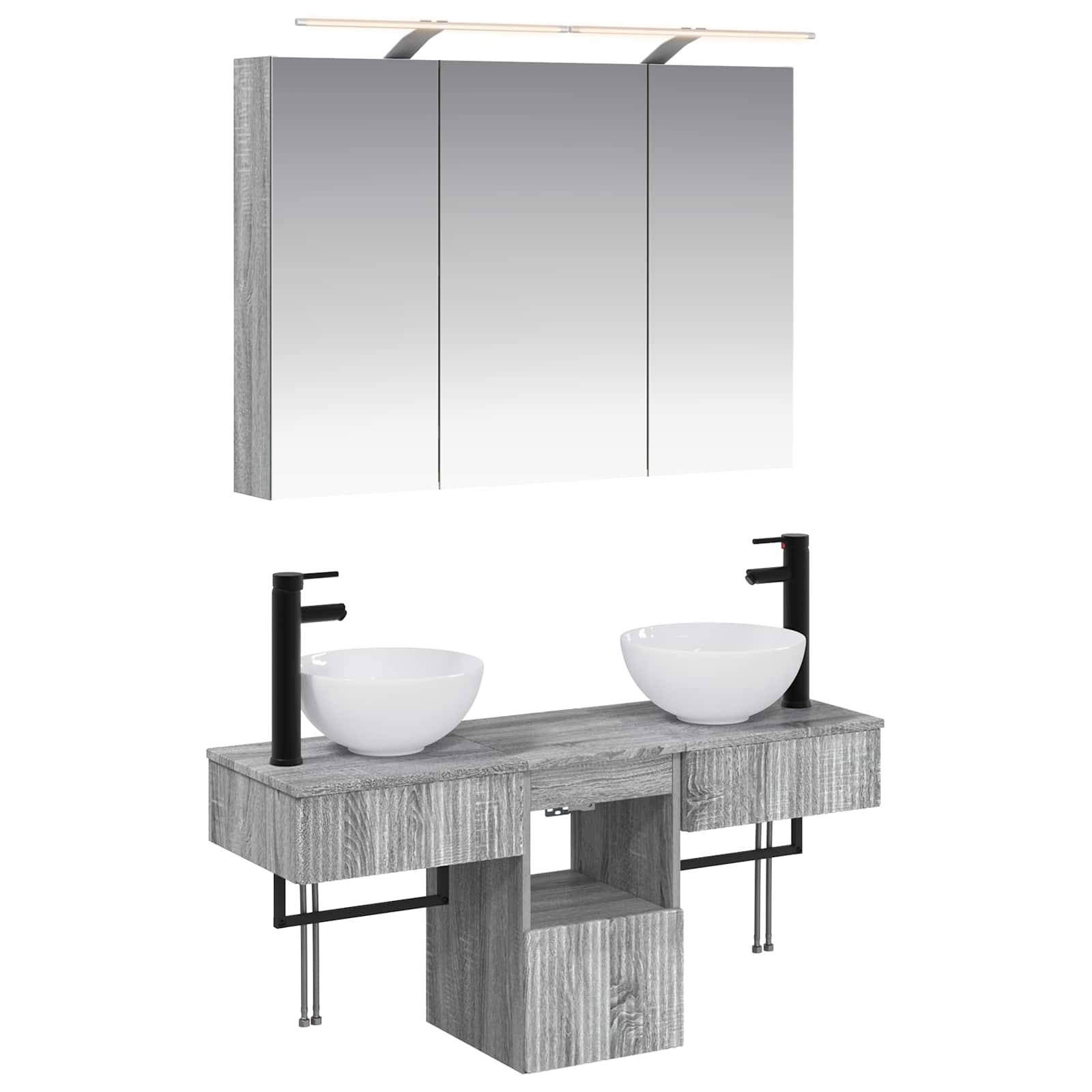 vidaXL Badkamerkastenset 4 pcs Wit 100 x 14,5 x 70 cm Bewerkt hout