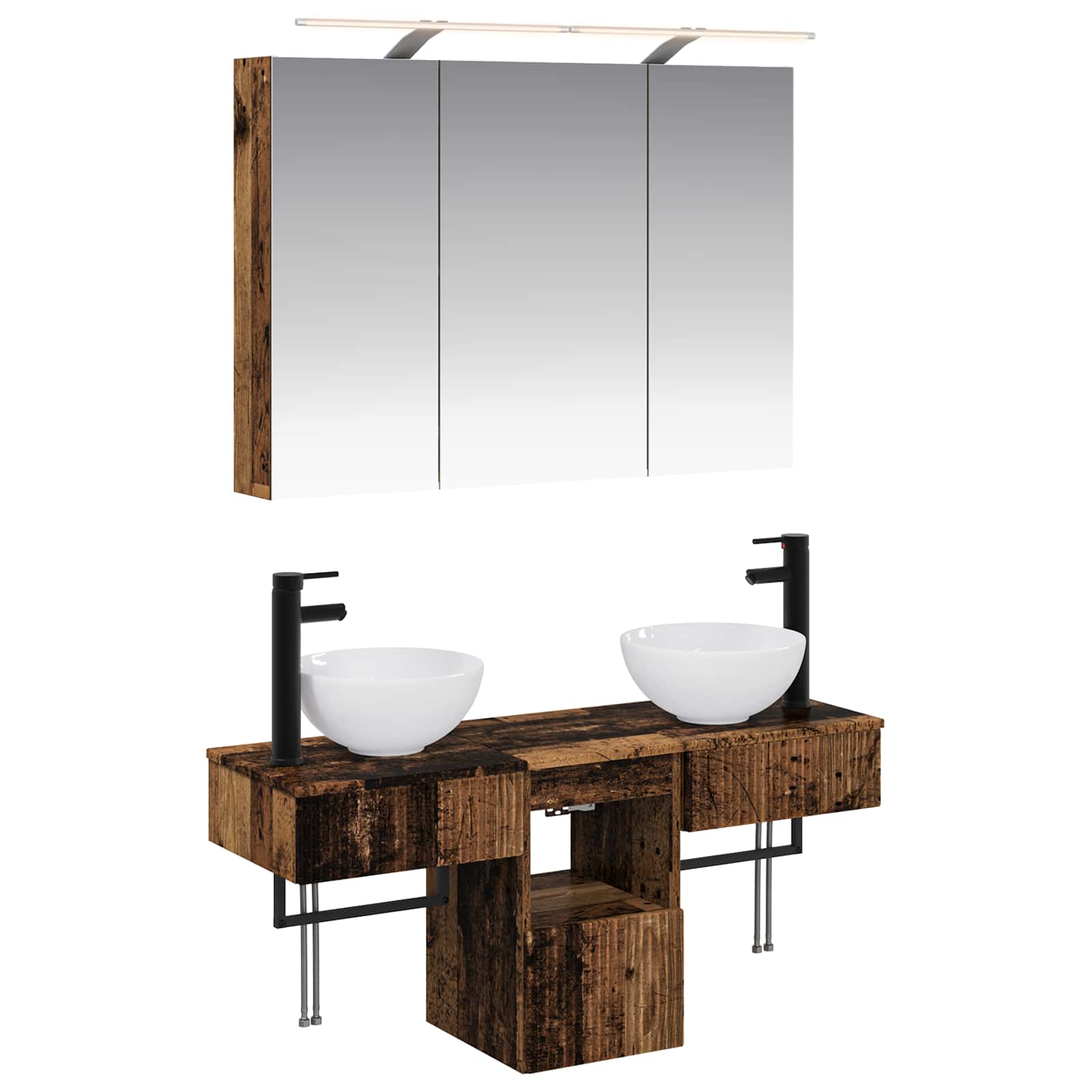 vidaXL Badkamerkastenset 4 pcs Wit 100 x 14,5 x 70 cm Bewerkt hout