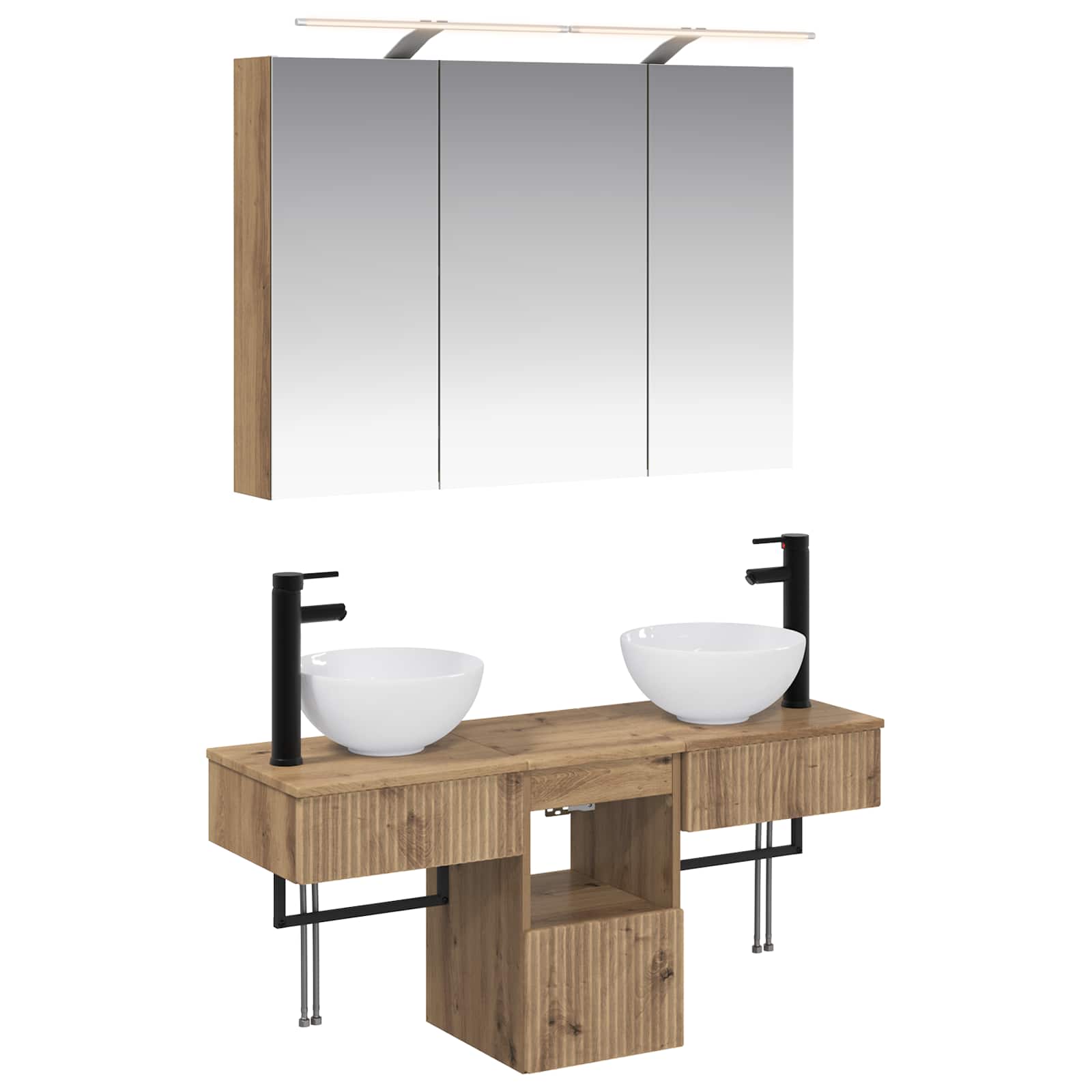 vidaXL Badkamerkastenset 4 pcs Wit 100 x 14,5 x 70 cm Bewerkt hout