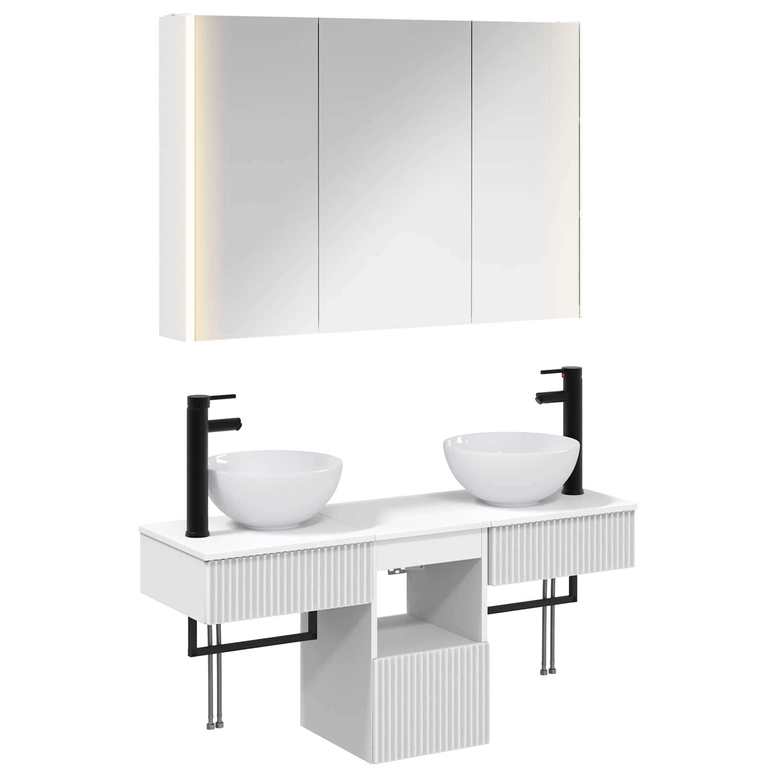 vidaXL Badkamerkastenset 4 pcs Wit 103,5 x 15,5 x 70 cm Bewerkt hout