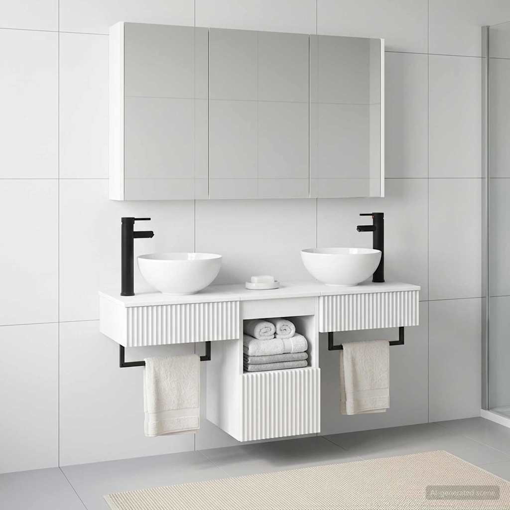 vidaXL Badkamerkastenset 4 pcs Wit 103,5 x 15,5 x 70 cm Bewerkt hout