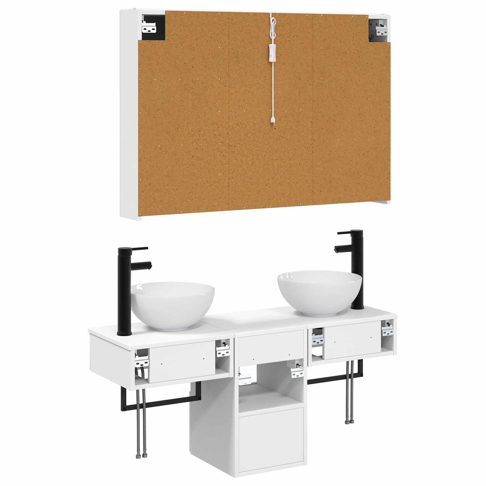 vidaXL Badkamerkastenset 4 pcs Wit 103,5 x 15,5 x 70 cm Bewerkt hout