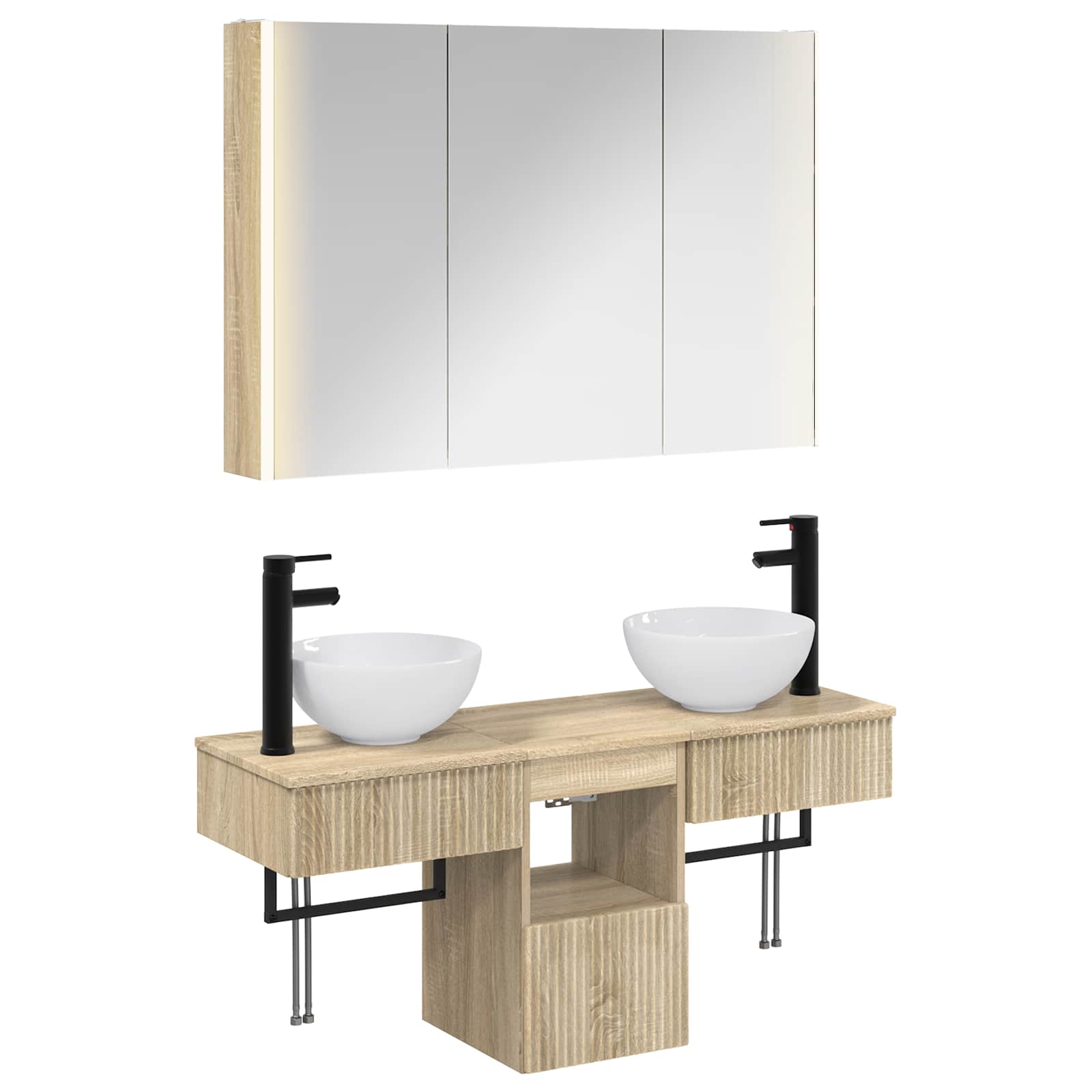 vidaXL Badkamerkastenset 4 pcs Wit 103,5 x 15,5 x 70 cm Bewerkt hout