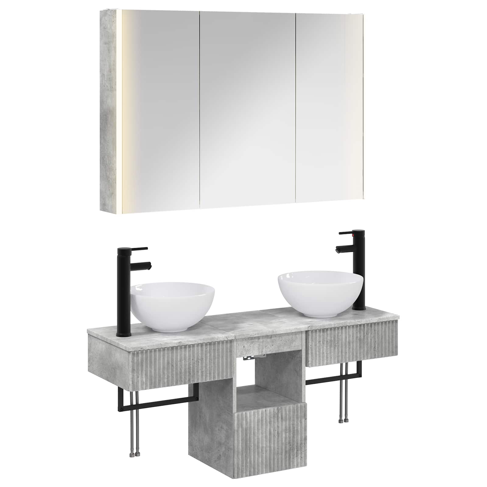 vidaXL Badkamerkastenset 4 pcs Wit 103,5 x 15,5 x 70 cm Bewerkt hout