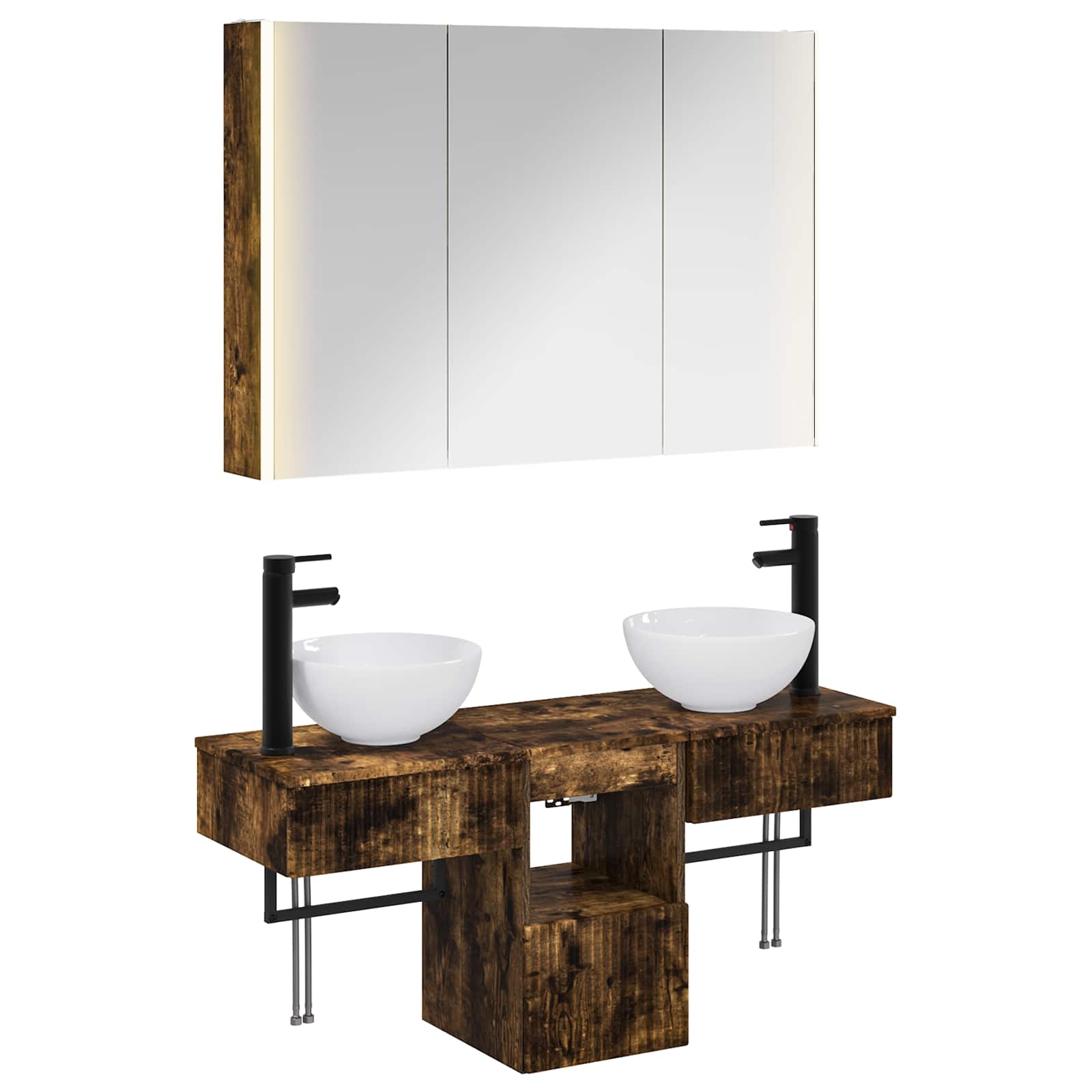 vidaXL Badkamerkastenset 4 pcs Wit 103,5 x 15,5 x 70 cm Bewerkt hout