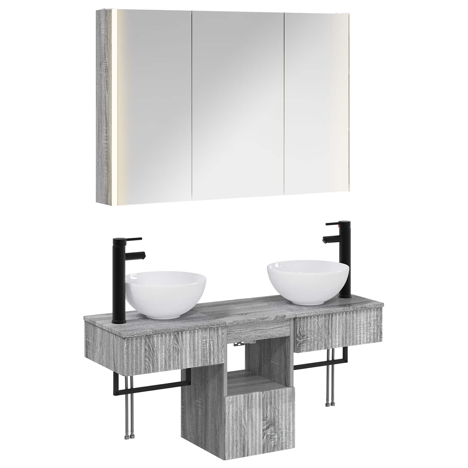 vidaXL Badkamerkastenset 4 pcs Wit 103,5 x 15,5 x 70 cm Bewerkt hout