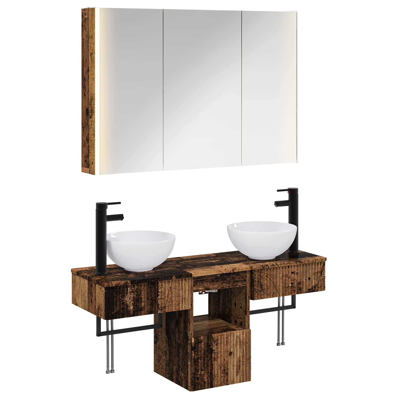 vidaXL Badkamerkastenset 4 pcs Wit 103,5 x 15,5 x 70 cm Bewerkt hout