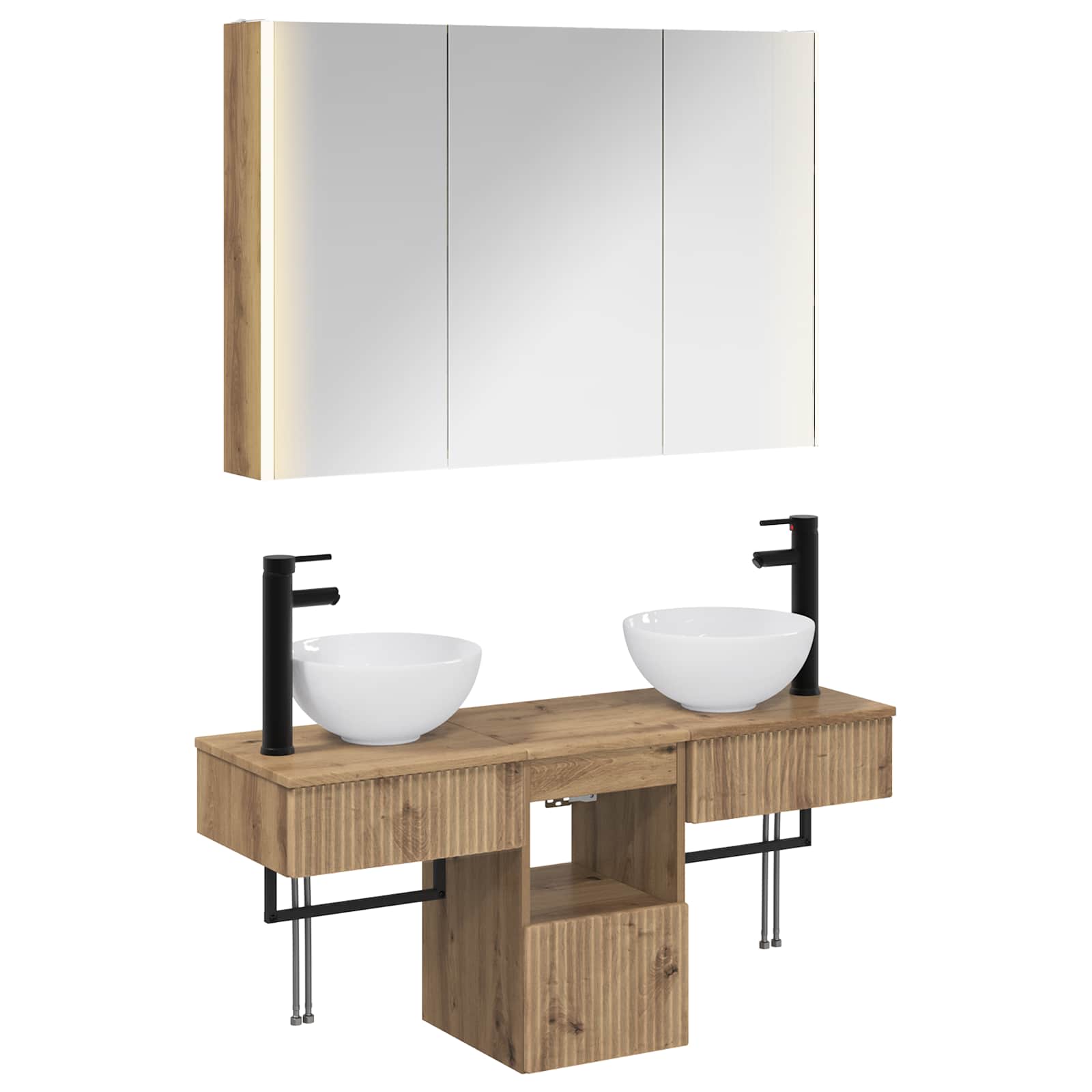 vidaXL Badkamerkastenset 4 pcs Wit 103,5 x 15,5 x 70 cm Bewerkt hout