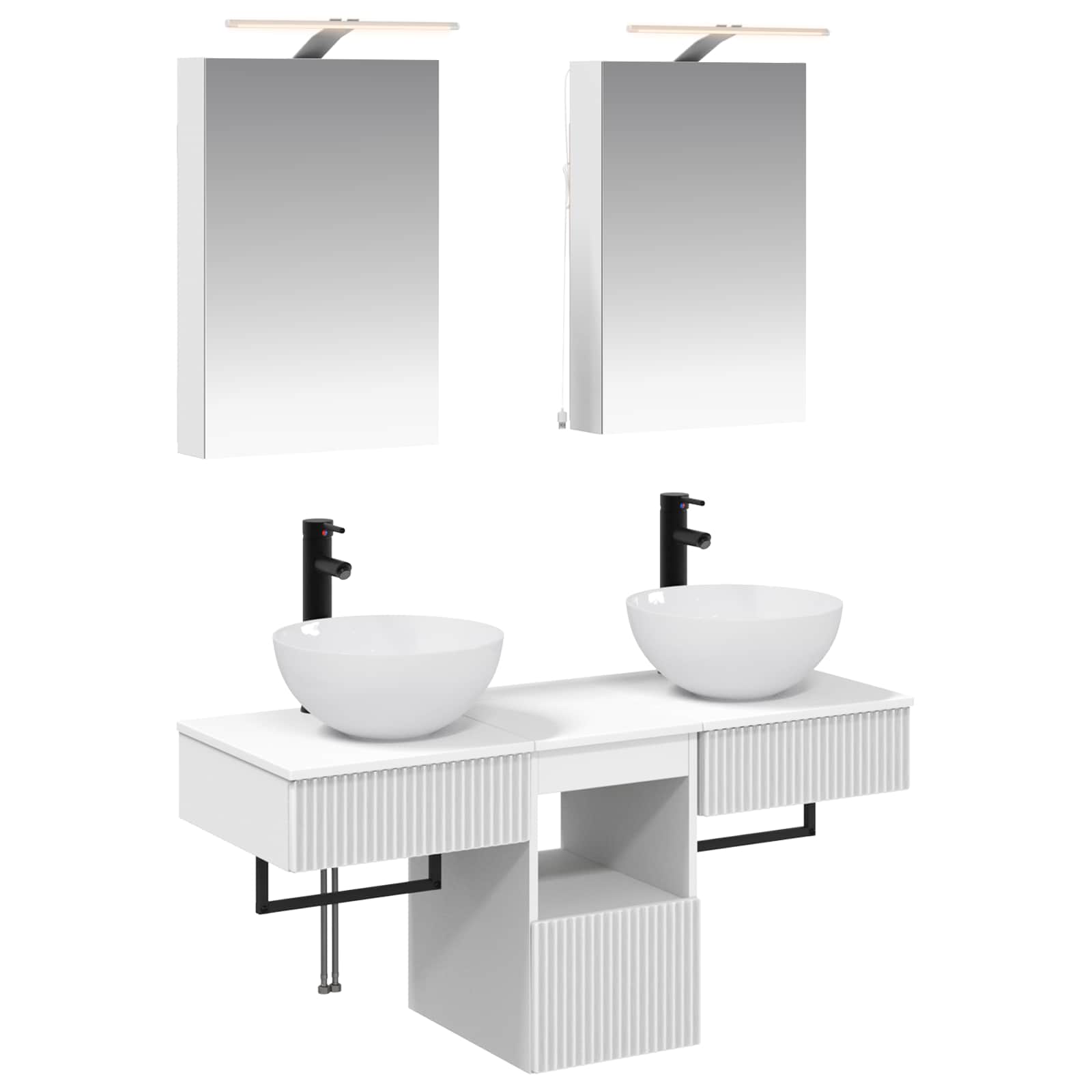 vidaXL Badkamerkastenset 5 pcs Wit 40 x 10,5 x 60,5 cm Bewerkt hout
