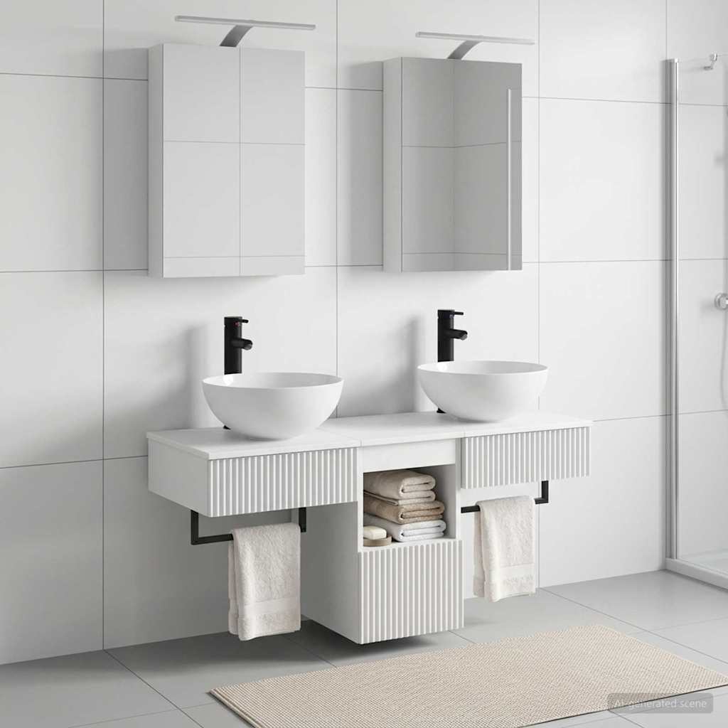 vidaXL Badkamerkastenset 5 pcs Wit 40 x 10,5 x 60,5 cm Bewerkt hout
