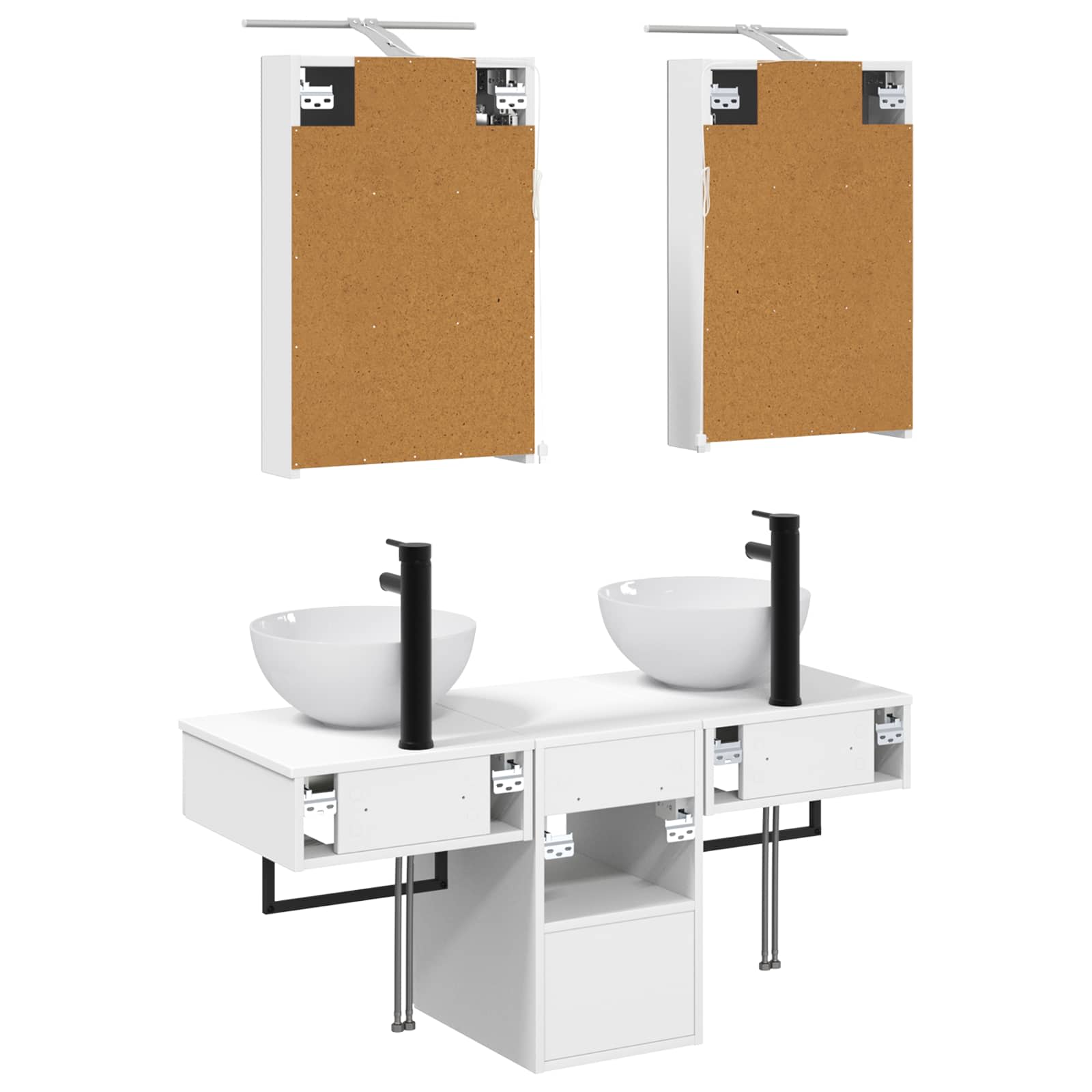 vidaXL Badkamerkastenset 5 pcs Wit 40 x 10,5 x 60,5 cm Bewerkt hout