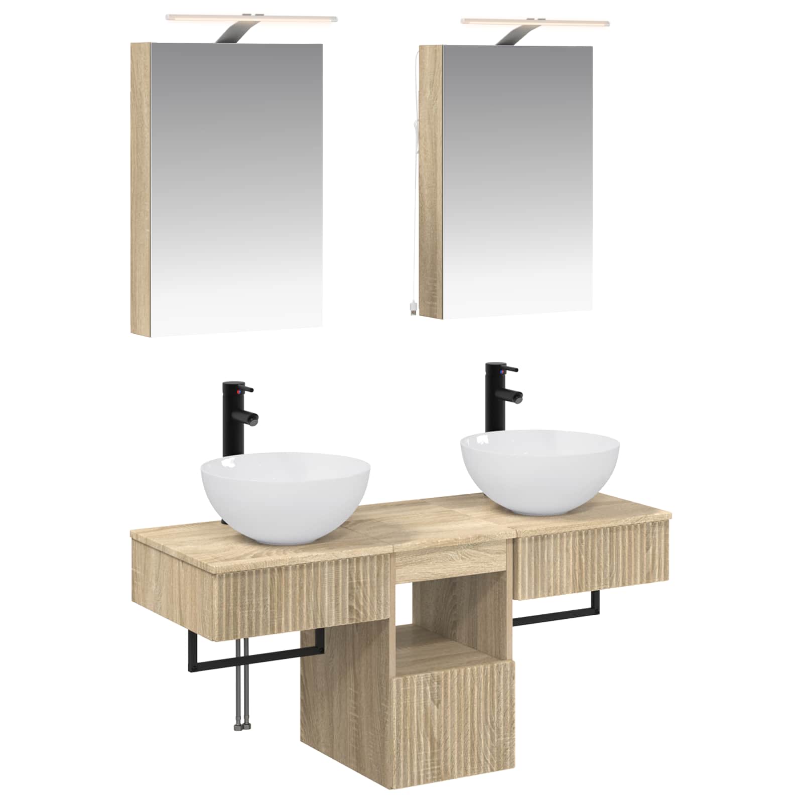 vidaXL Badkamerkastenset 5 pcs Wit 40 x 10,5 x 60,5 cm Bewerkt hout