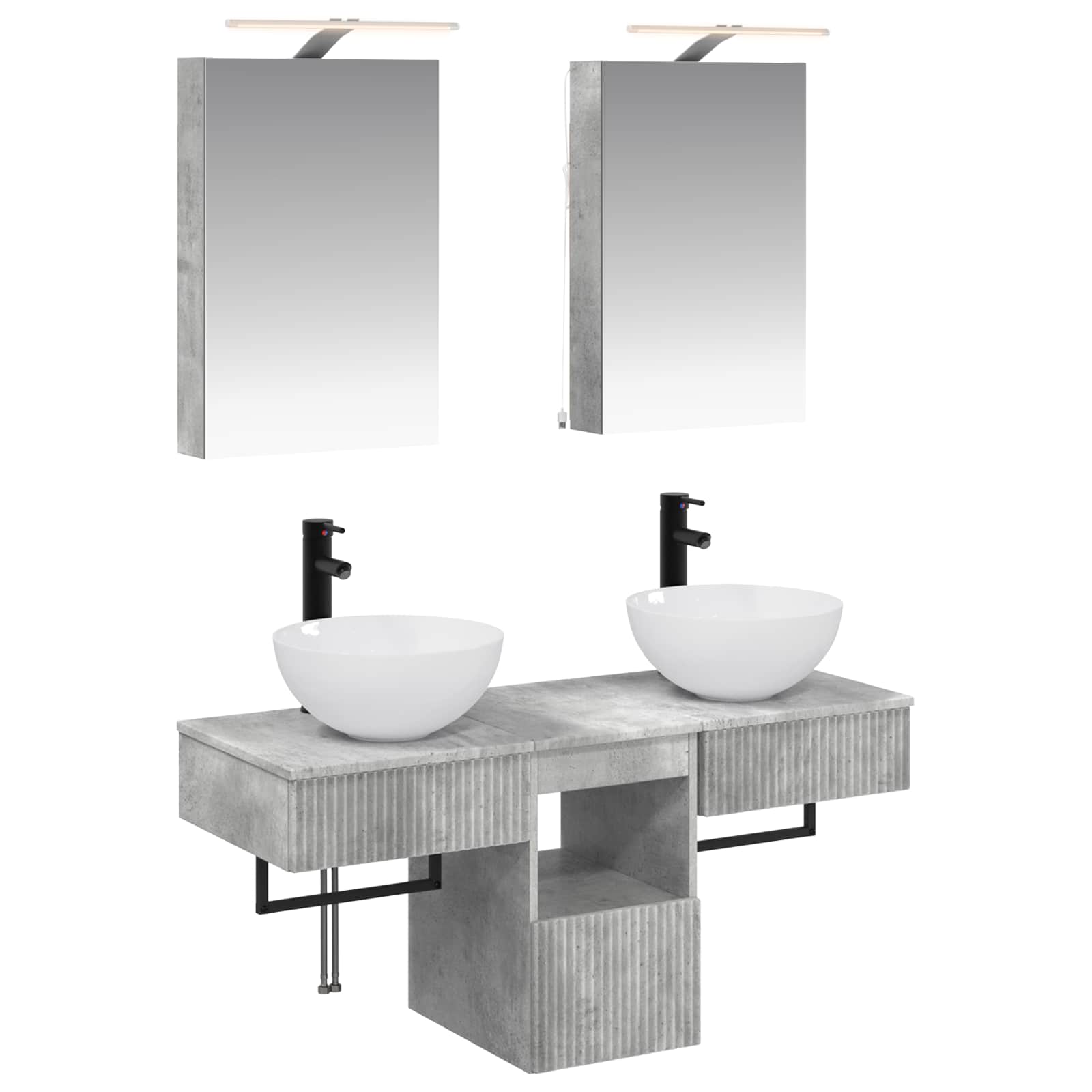 vidaXL Badkamerkastenset 5 pcs Wit 40 x 10,5 x 60,5 cm Bewerkt hout