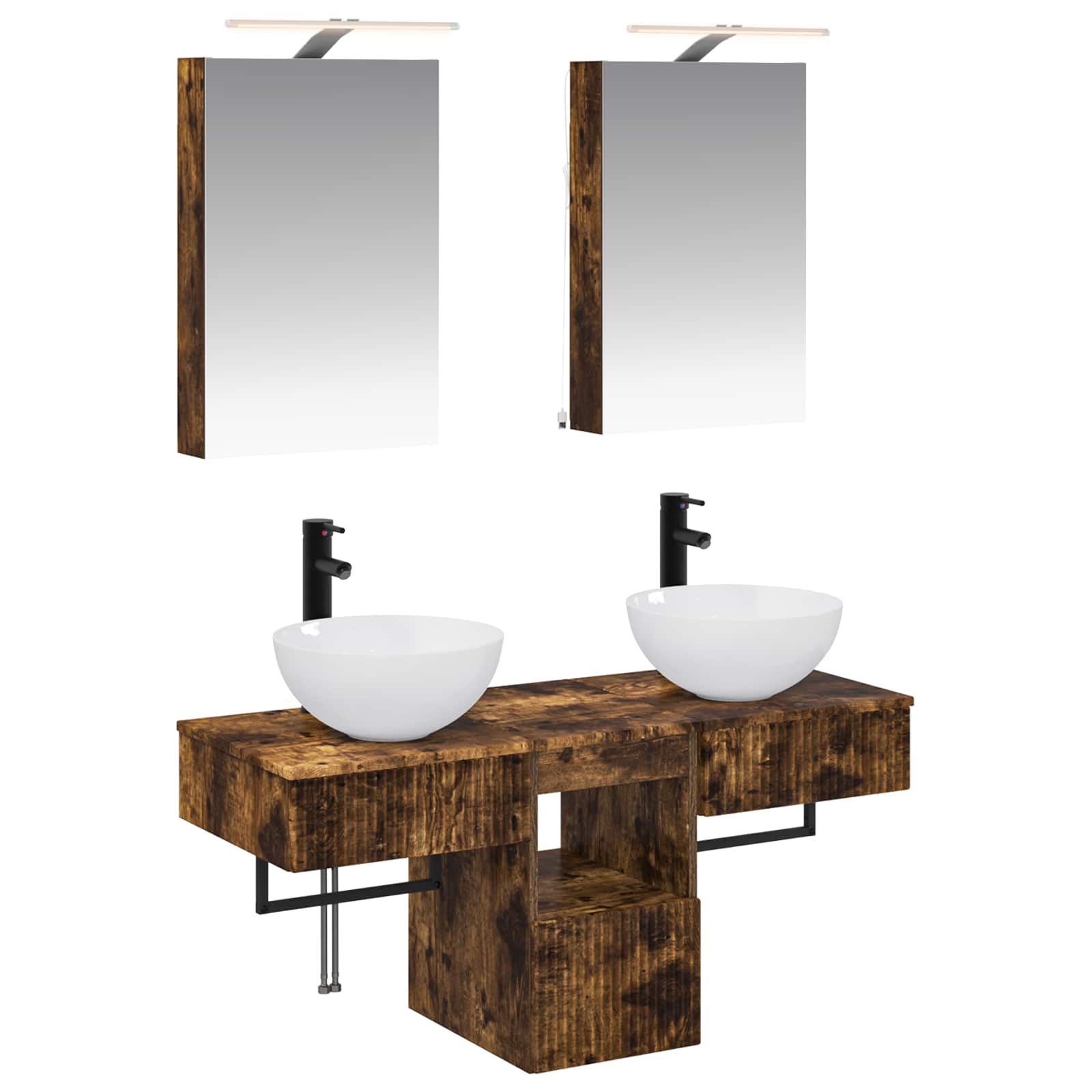 vidaXL Badkamerkastenset 5 pcs Wit 40 x 10,5 x 60,5 cm Bewerkt hout