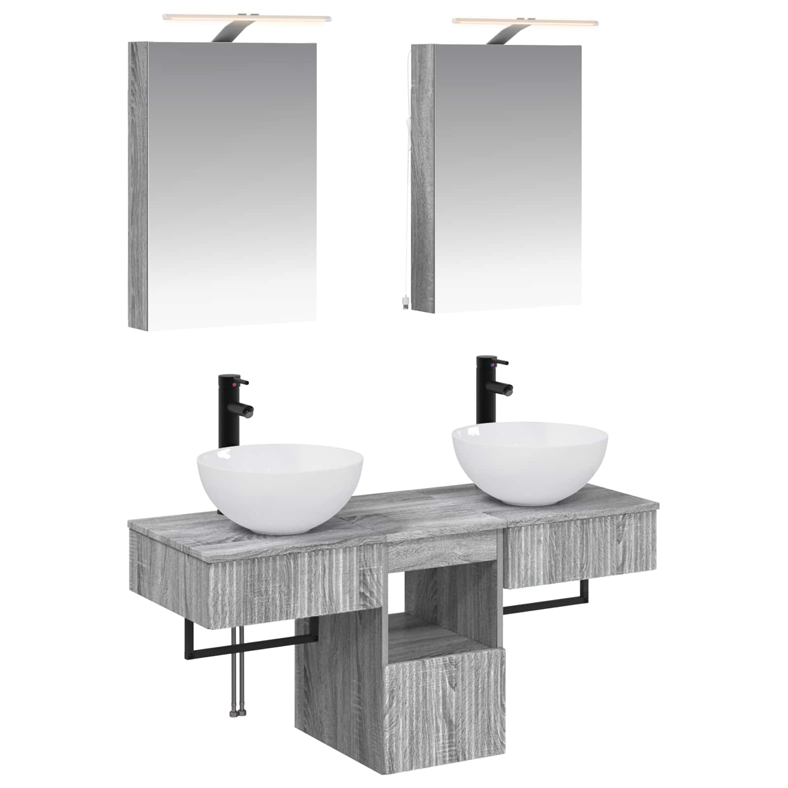 vidaXL Badkamerkastenset 5 pcs Wit 40 x 10,5 x 60,5 cm Bewerkt hout
