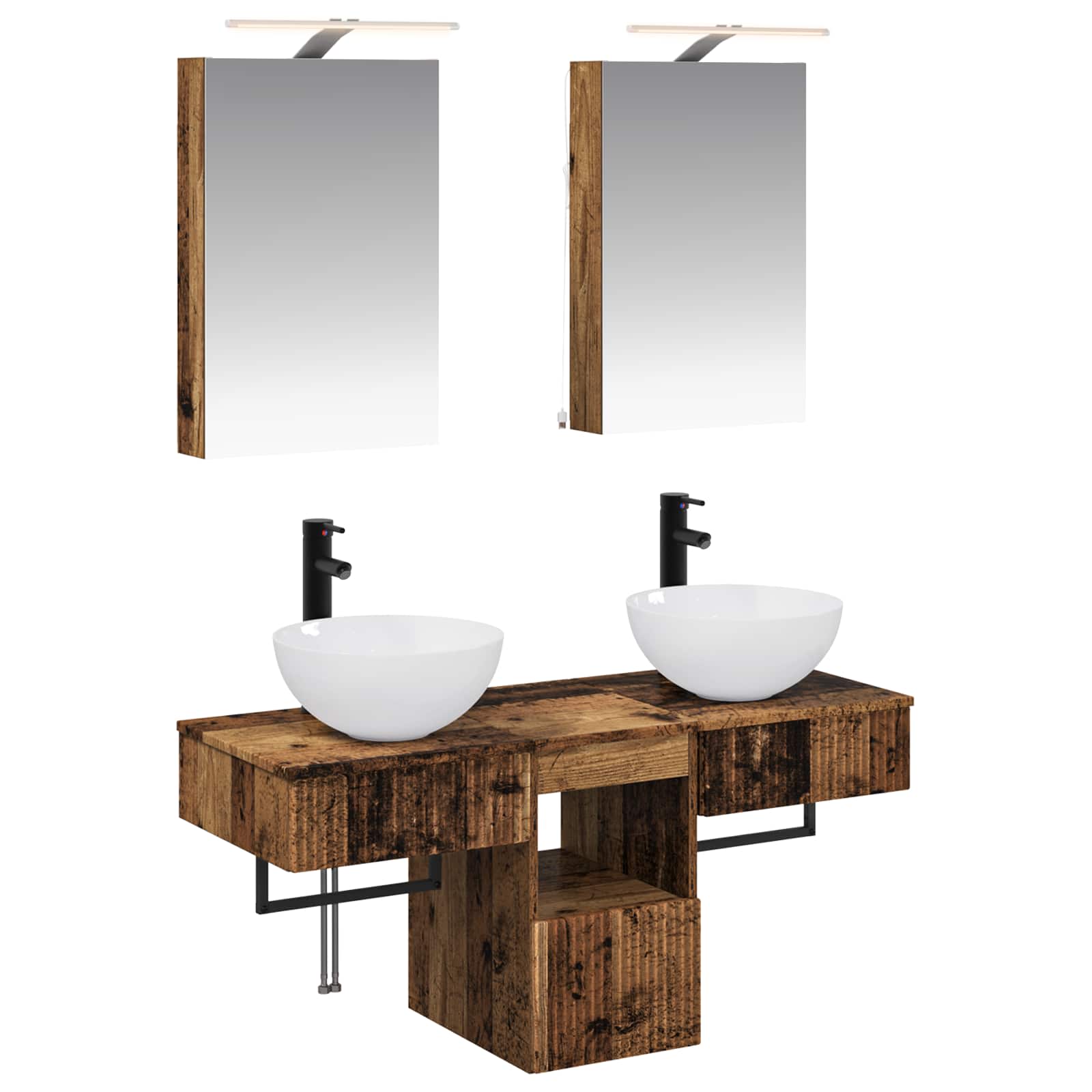 vidaXL Badkamerkastenset 5 pcs Wit 40 x 10,5 x 60,5 cm Bewerkt hout