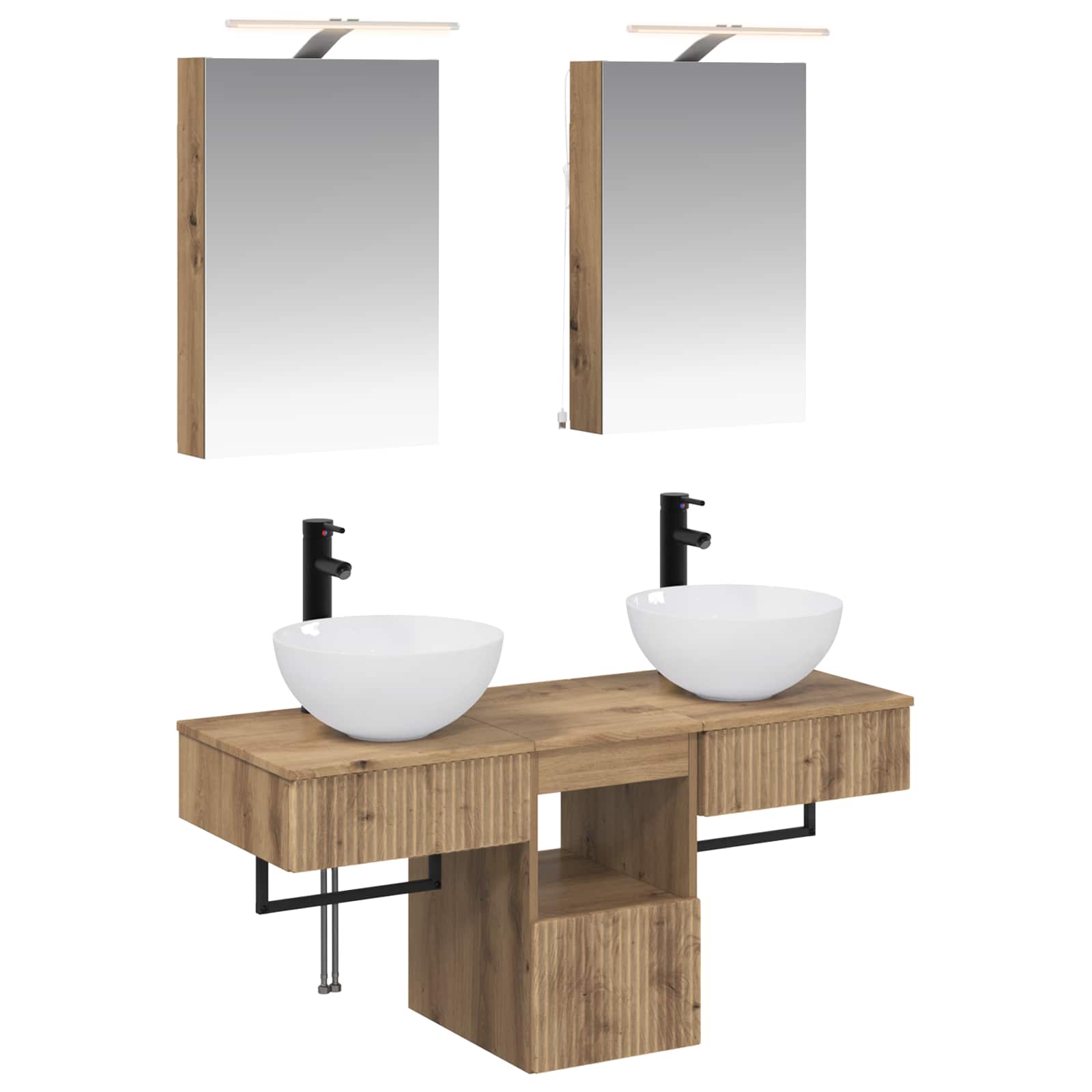 vidaXL Badkamerkastenset 5 pcs Wit 40 x 10,5 x 60,5 cm Bewerkt hout
