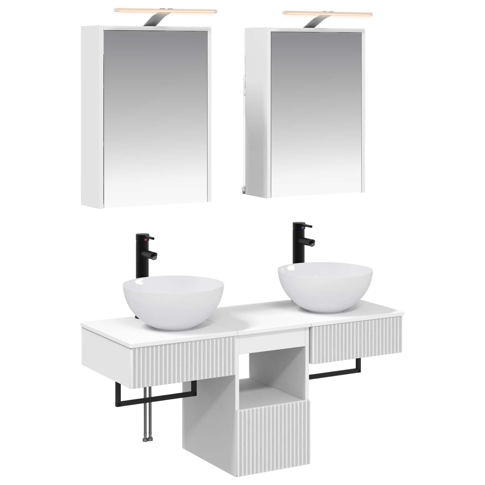 vidaXL Badkamerkastenset 5 pcs Wit 43 x 16 x 62,5 cm Bewerkt hout