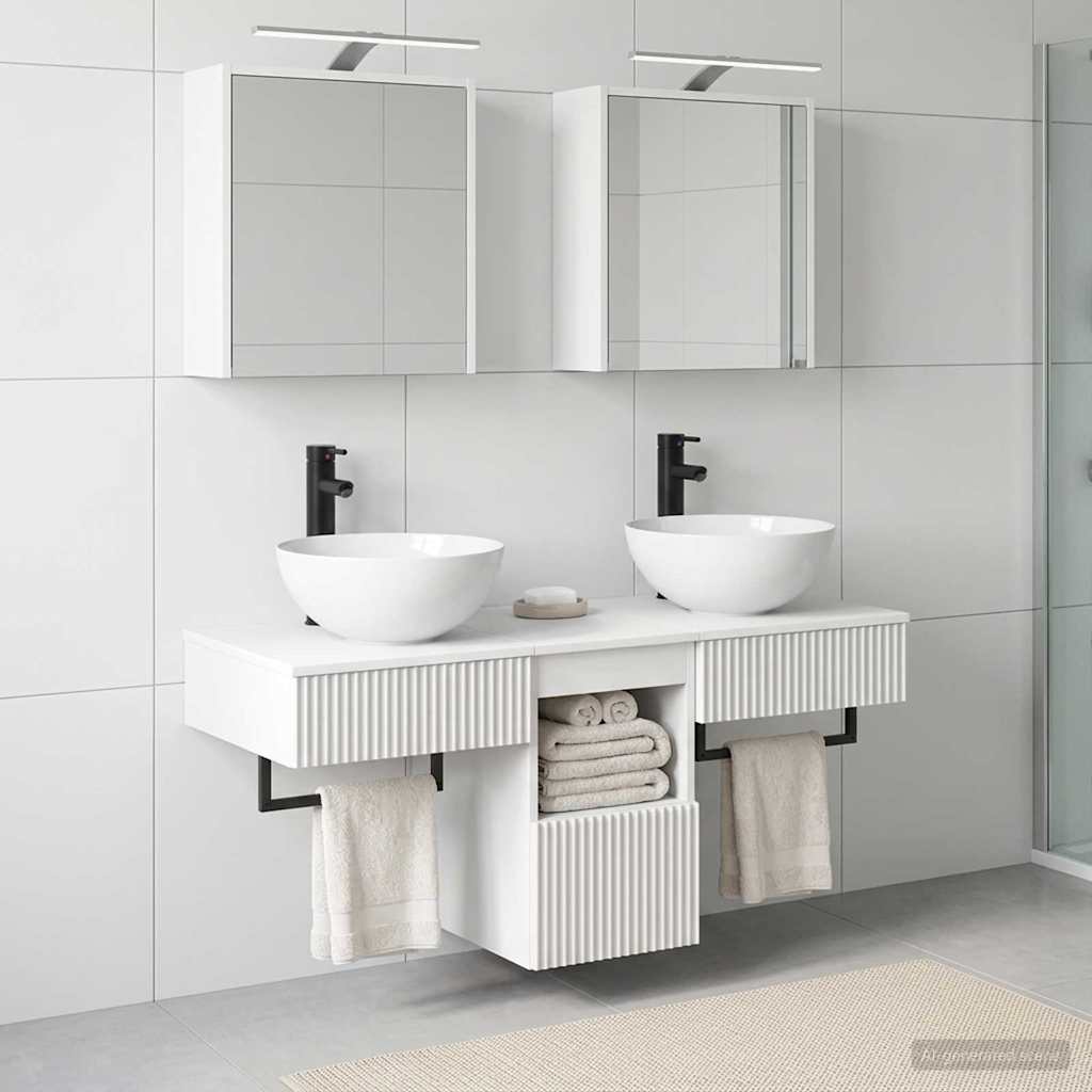 vidaXL Badkamerkastenset 5 pcs Wit 43 x 16 x 62,5 cm Bewerkt hout