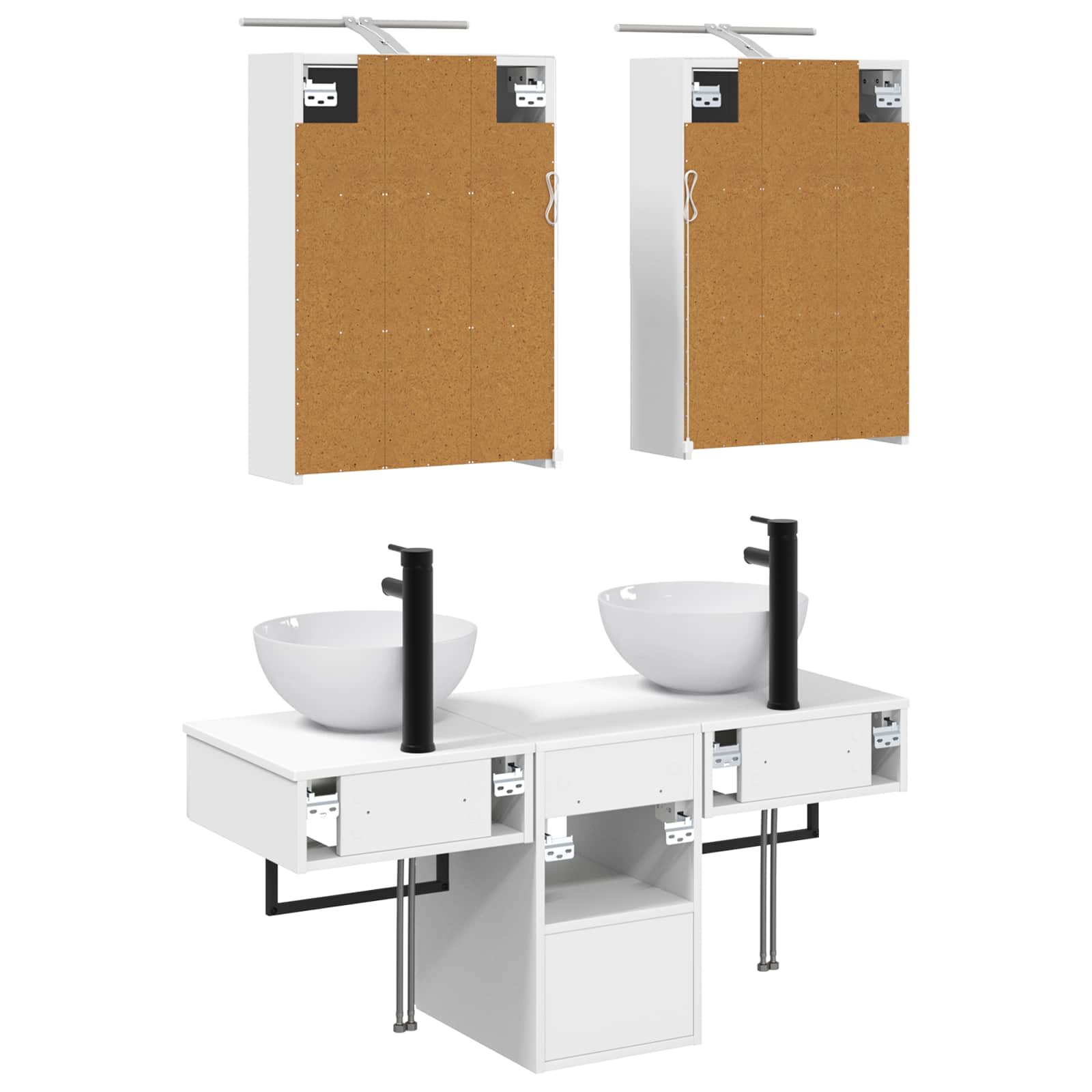vidaXL Badkamerkastenset 5 pcs Wit 43 x 16 x 62,5 cm Bewerkt hout