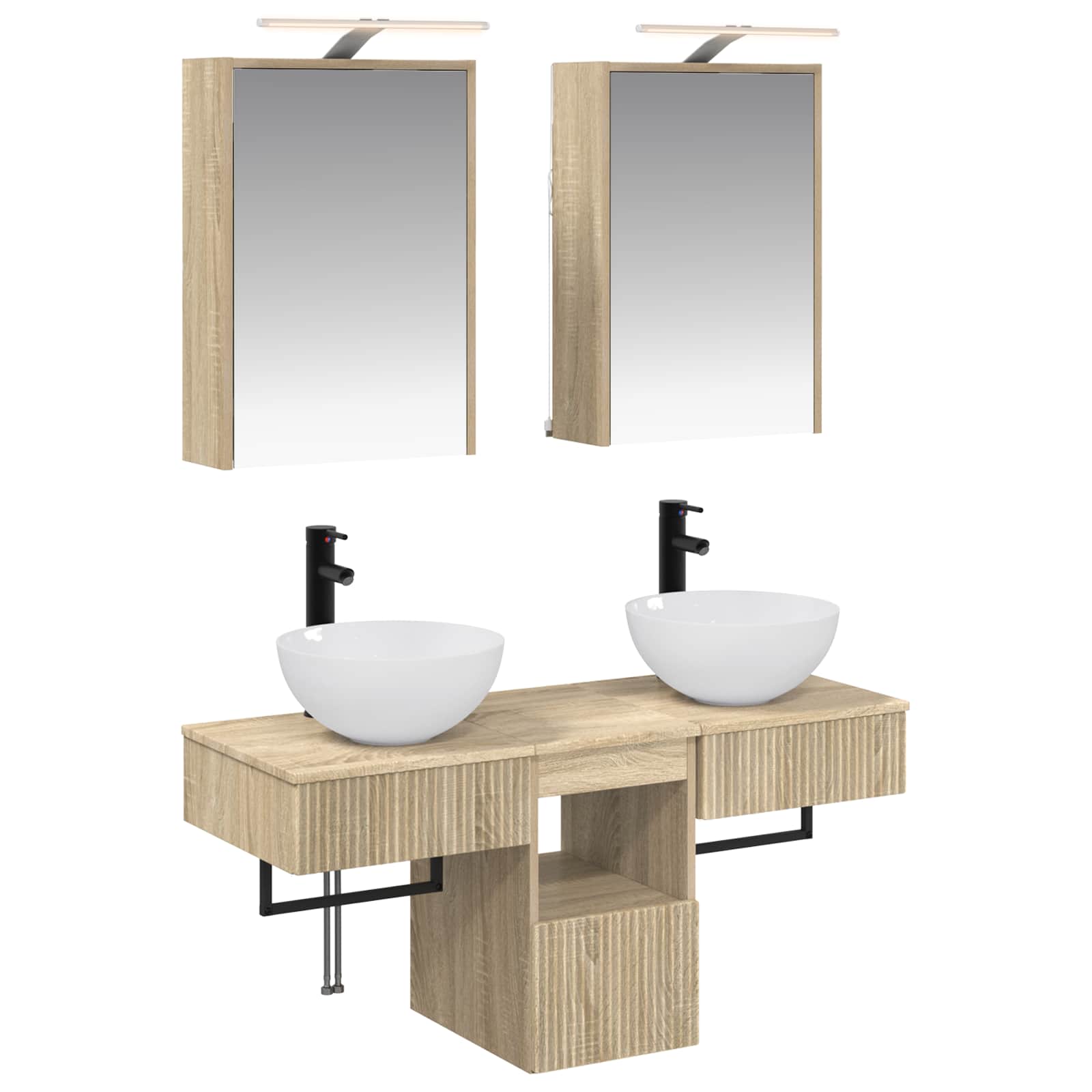 vidaXL Badkamerkastenset 5 pcs Wit 43 x 16 x 62,5 cm Bewerkt hout