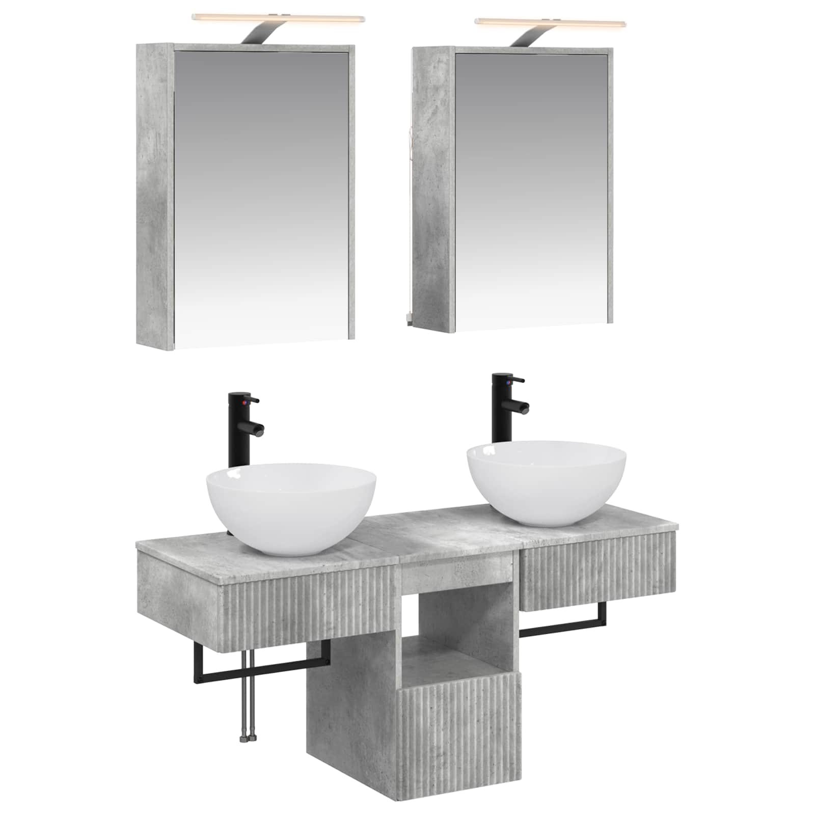 vidaXL Badkamerkastenset 5 pcs Wit 43 x 16 x 62,5 cm Bewerkt hout