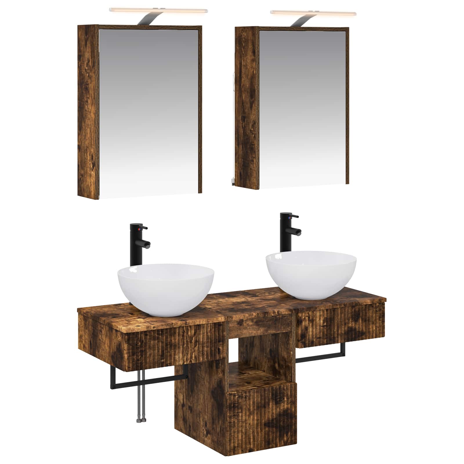vidaXL Badkamerkastenset 5 pcs Wit 43 x 16 x 62,5 cm Bewerkt hout