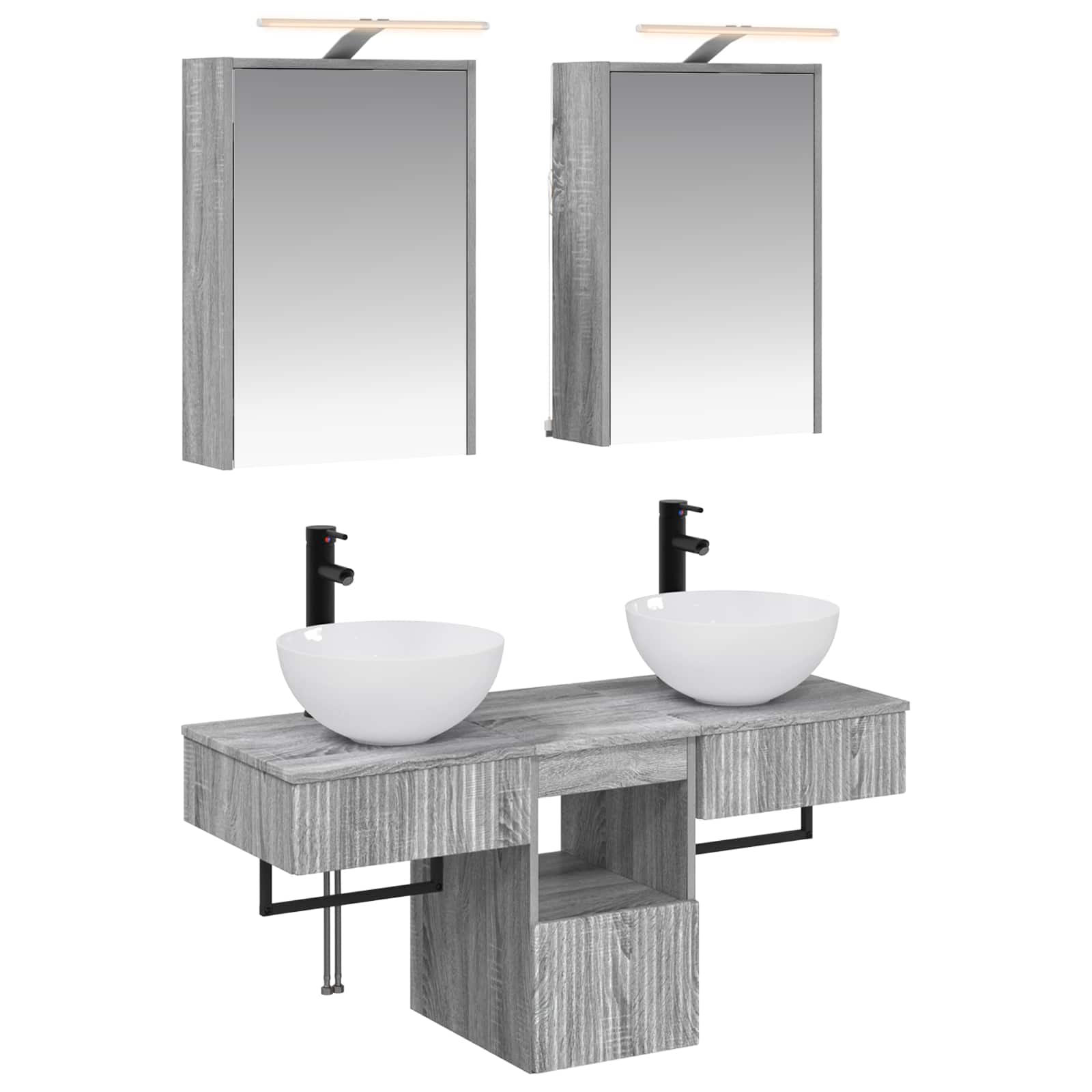 vidaXL Badkamerkastenset 5 pcs Wit 43 x 16 x 62,5 cm Bewerkt hout