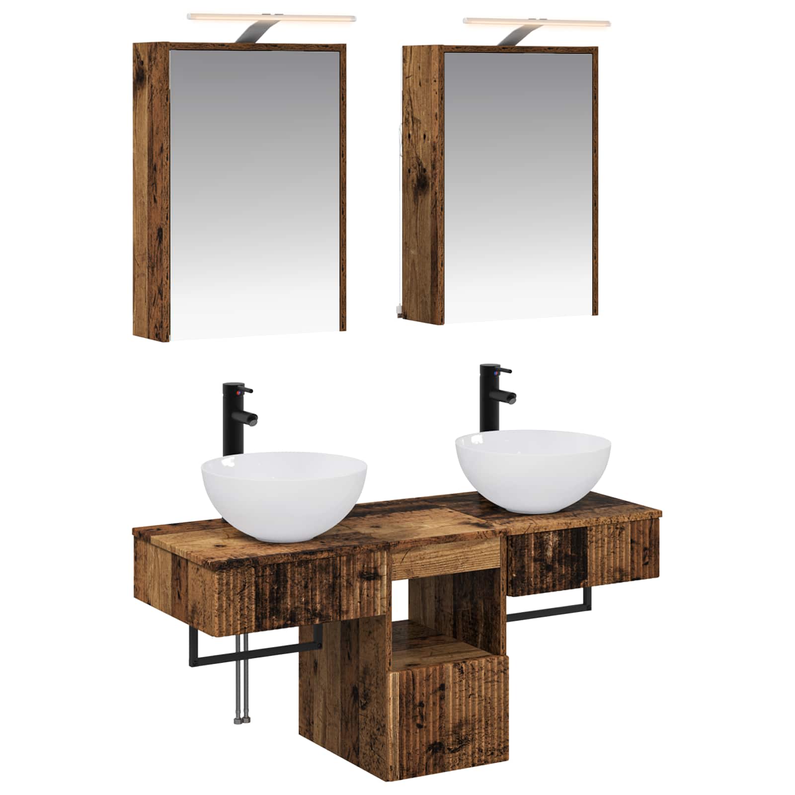vidaXL Badkamerkastenset 5 pcs Wit 43 x 16 x 62,5 cm Bewerkt hout