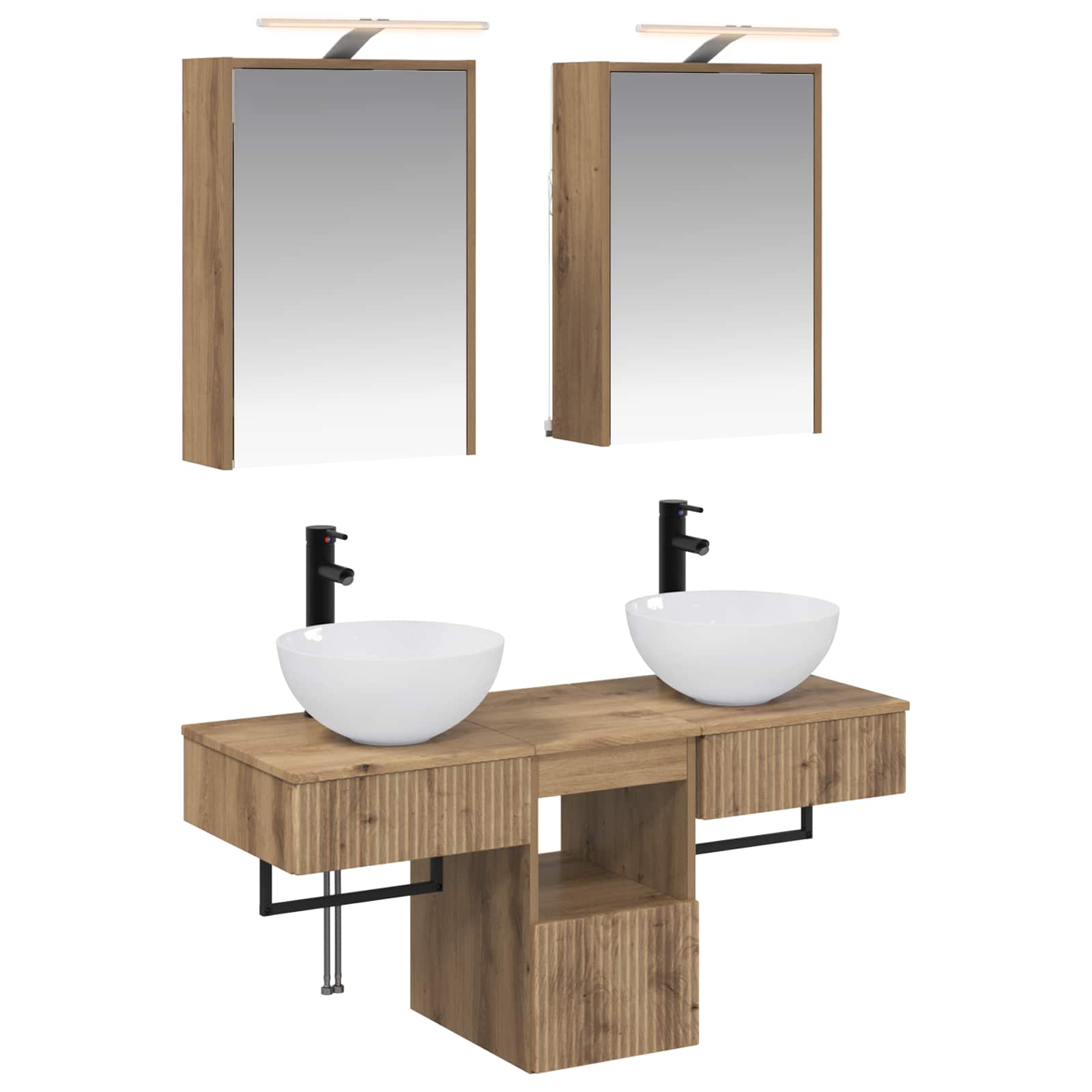 vidaXL Badkamerkastenset 5 pcs Wit 43 x 16 x 62,5 cm Bewerkt hout