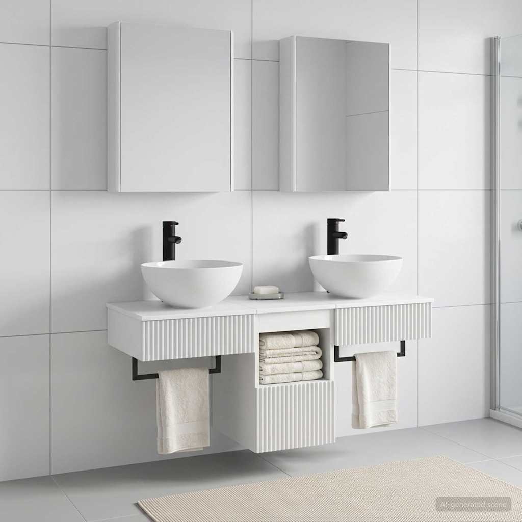 vidaXL Badkamerkastenset 5 pcs Wit 43 x 11,5 x 60,5 cm Bewerkt hout