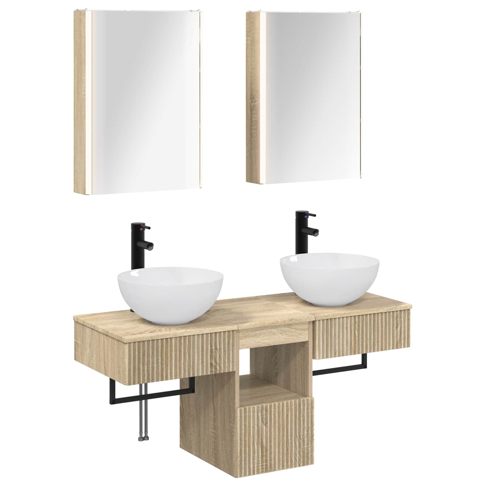 vidaXL Badkamerkastenset 5 pcs Wit 43 x 11,5 x 60,5 cm Bewerkt hout