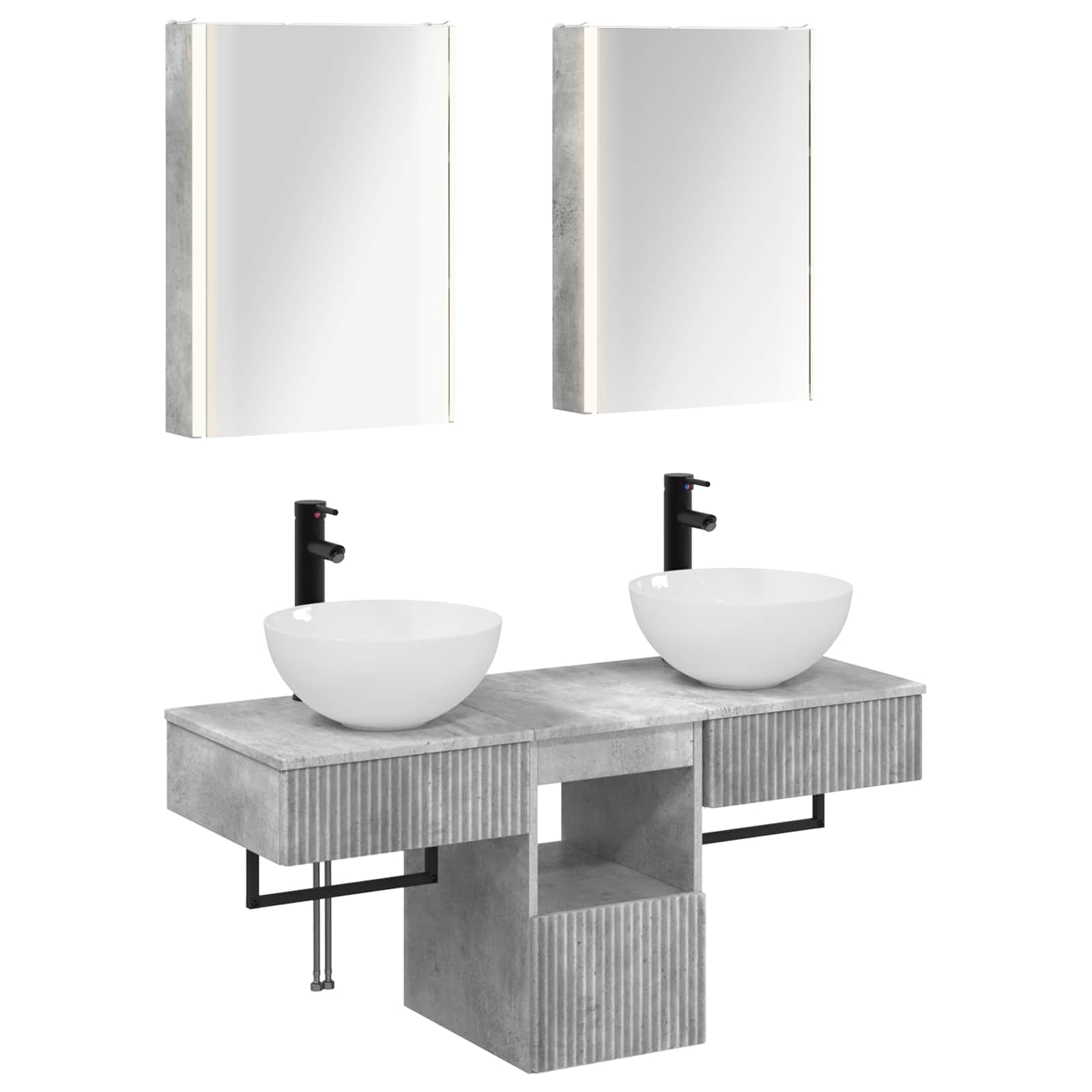 vidaXL Badkamerkastenset 5 pcs Wit 43 x 11,5 x 60,5 cm Bewerkt hout