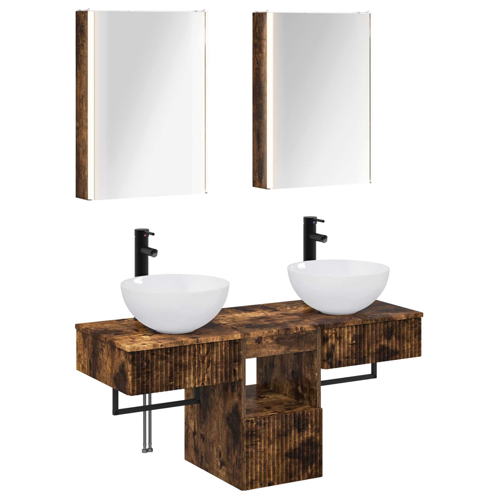vidaXL Badkamerkastenset 5 pcs Wit 43 x 11,5 x 60,5 cm Bewerkt hout