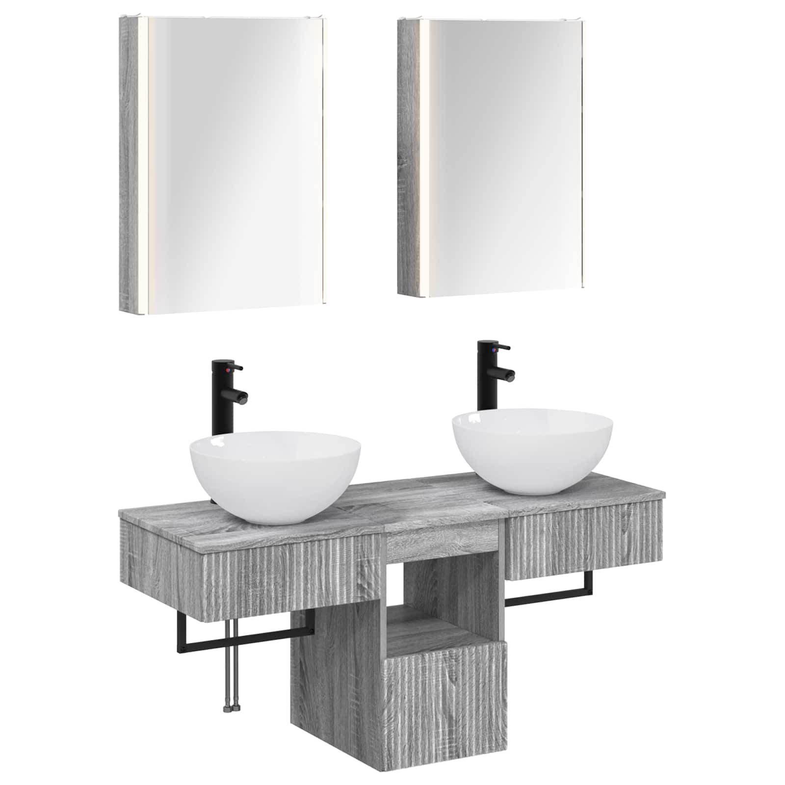 vidaXL Badkamerkastenset 5 pcs Wit 43 x 11,5 x 60,5 cm Bewerkt hout