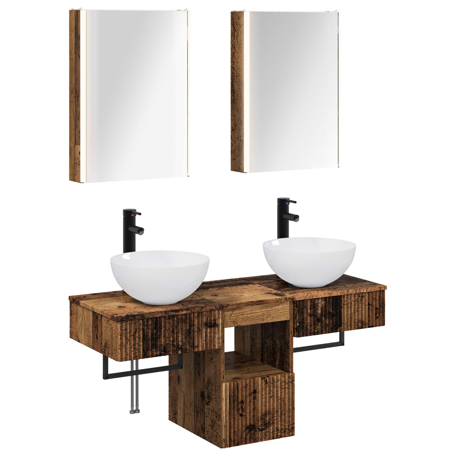 vidaXL Badkamerkastenset 5 pcs Wit 43 x 11,5 x 60,5 cm Bewerkt hout
